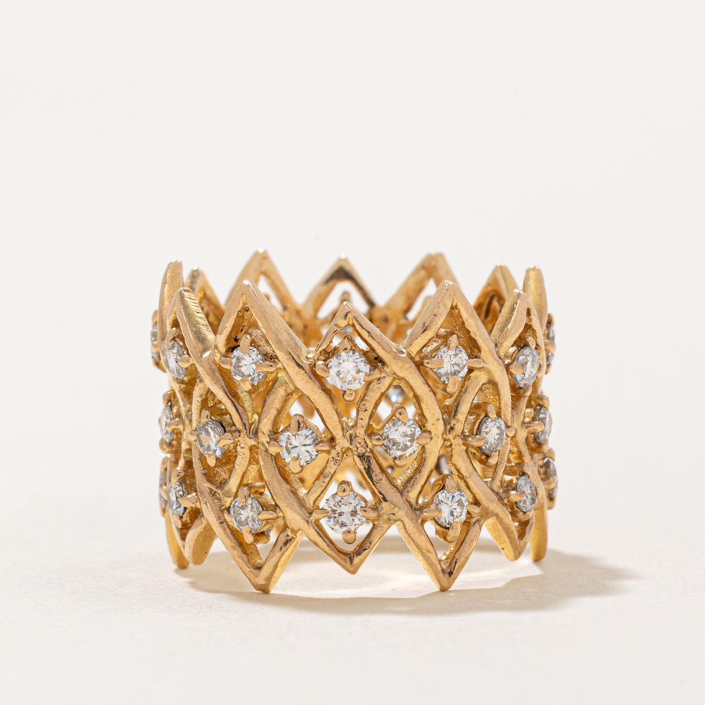 1.00ctw Diamond Geometric Wedding Band Ring for Women - Size 6.25 | Elegant Stackable Ring for Anniversary, Engagement & Everyday Wear