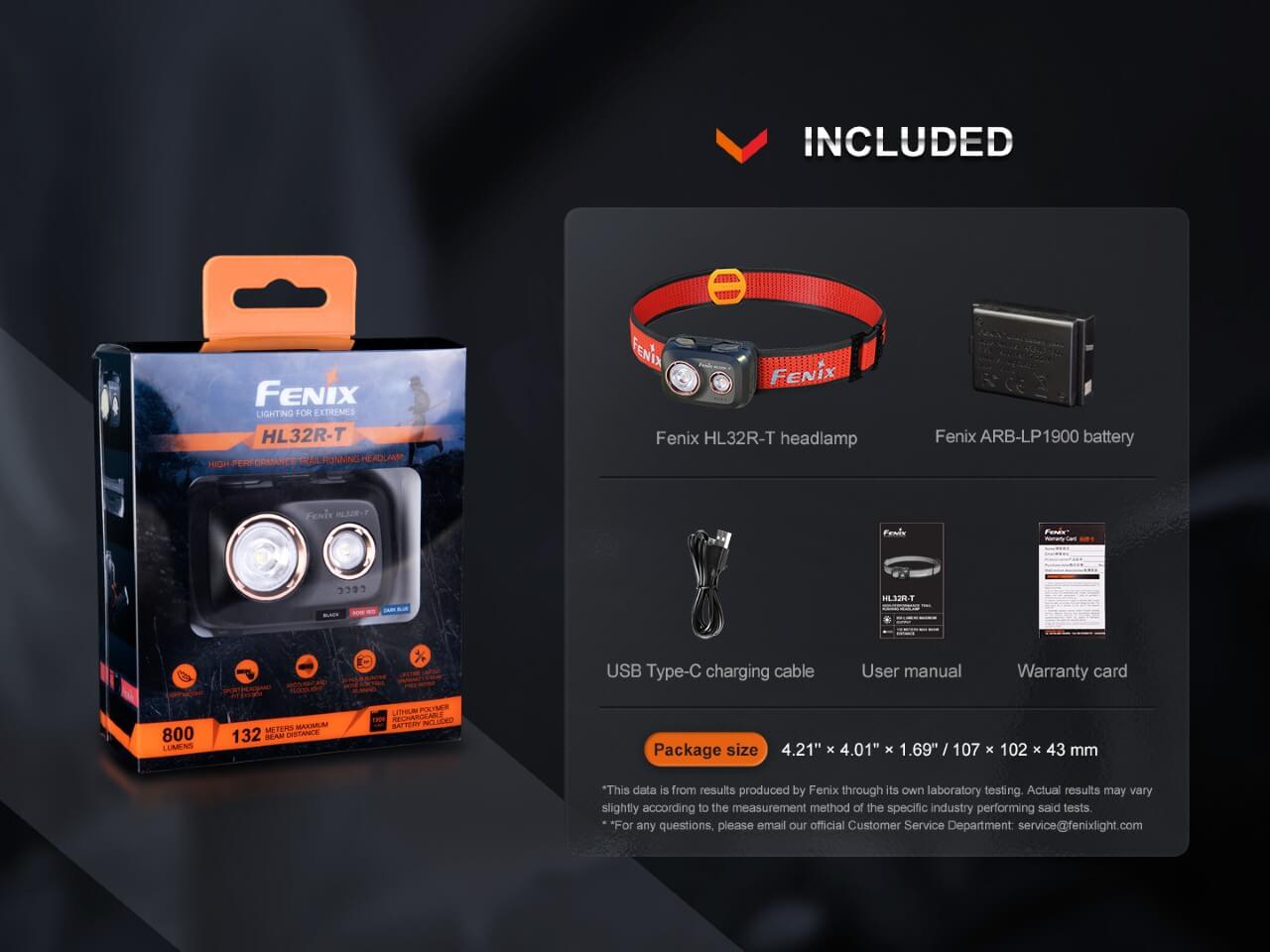 Fenix HL32R-T 800 Lumens Rechargeable LED Headlamp for Trail Running, Hiking & Camping - Waterproof Headlight with Adjustable Headband for Outdoor Adventures