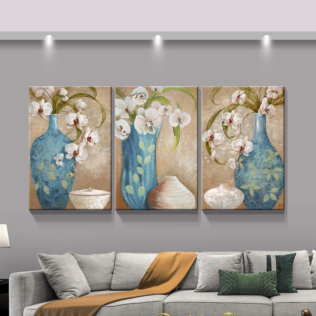 Denozer 3-Panel Canvas Wall Art - Floral Bottle Painting for Home Decor, 24