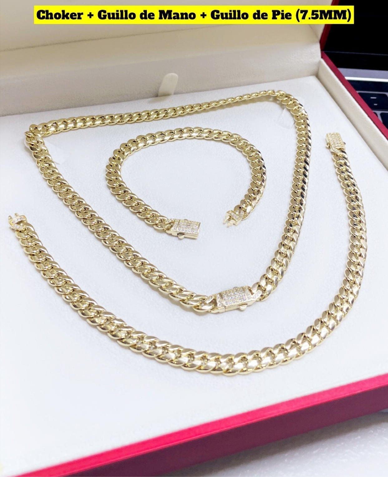 14K Gold Hollow Choker, Bracelet & Ankle Bracelet Set - 7.5mm Wide Dainty Jewelry for Women | Perfect for Parties, Weddings & Everyday Wear (JTJ™ Collection)