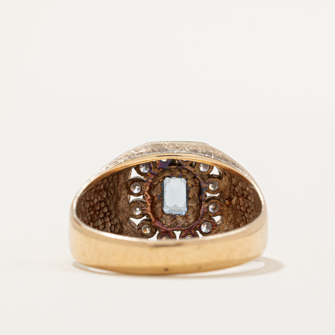Exquisite Bezel Set Synthetic Spinel & Diamond Signet Ring | 0.37ct Spinel & 0.60ctw Diamonds | Size 13 | Luxury Statement Jewelry for Men, Perfect for Weddings, Anniversaries & Special Occasions