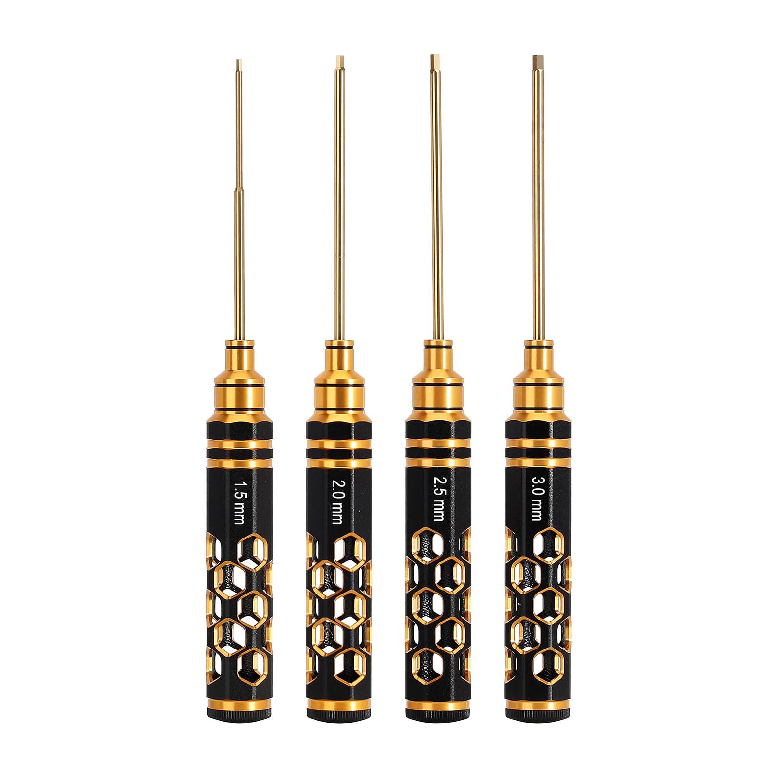 INJORA 4-Piece RC Hex Screwdriver Set - 1.5mm 2.0mm 2.5mm 3.0mm Allen Wrench Kit for RC Cars, Boats, Helicopters - Durable Hex Head Screwdrivers for RC Model Repair & Maintenance | Perfect for Hobbyists & DIY Enthusiasts