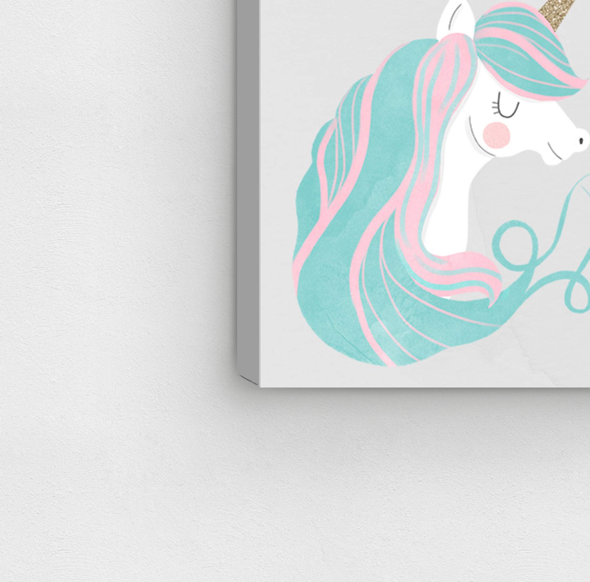 Oliver Gal Artist Co. Fantasy Wall Art Canvas Print - 'Believe in Magic Pattern' Blue & Pink Home Decor (24x24 Inches) - Perfect for Living Room, Bedroom & Office Wall Decor