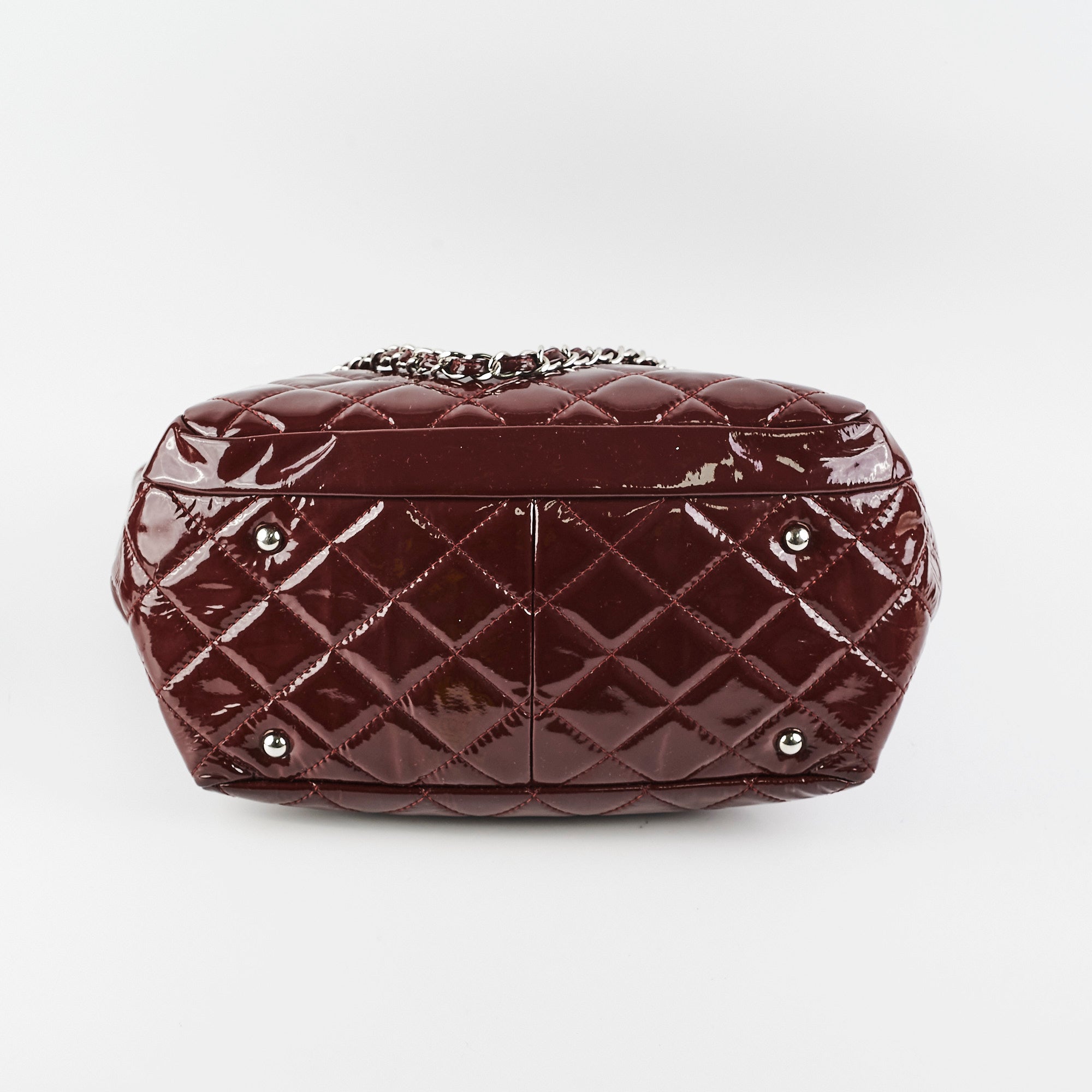 Chanel Quilted Patent Leather Large Tote Bag in Burgundy - Luxury Designer Handbag for Women, Perfect for Work, Travel & Everyday Use