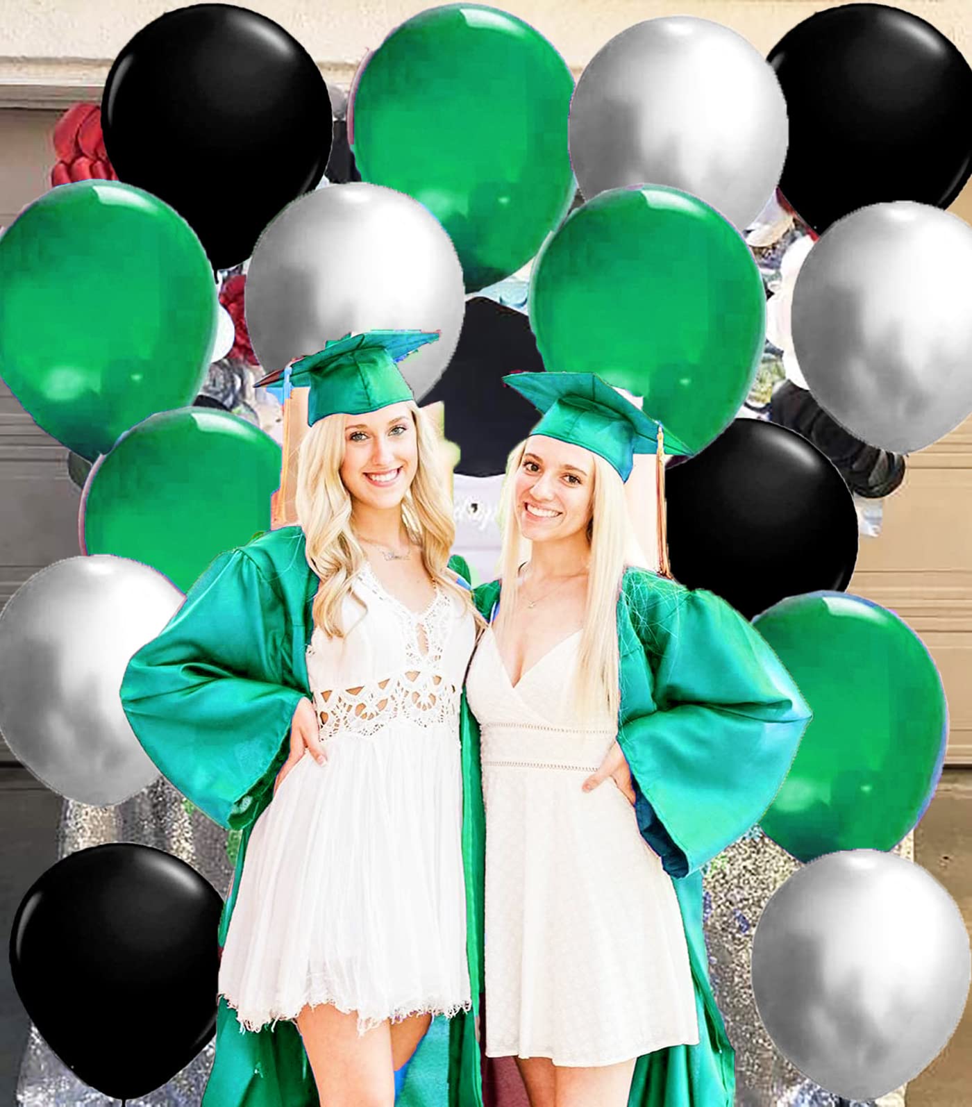 2025 Graduation Party Decorations - 30Pcs Green & Black Balloons for High School & College Graduation Ceremony Decor