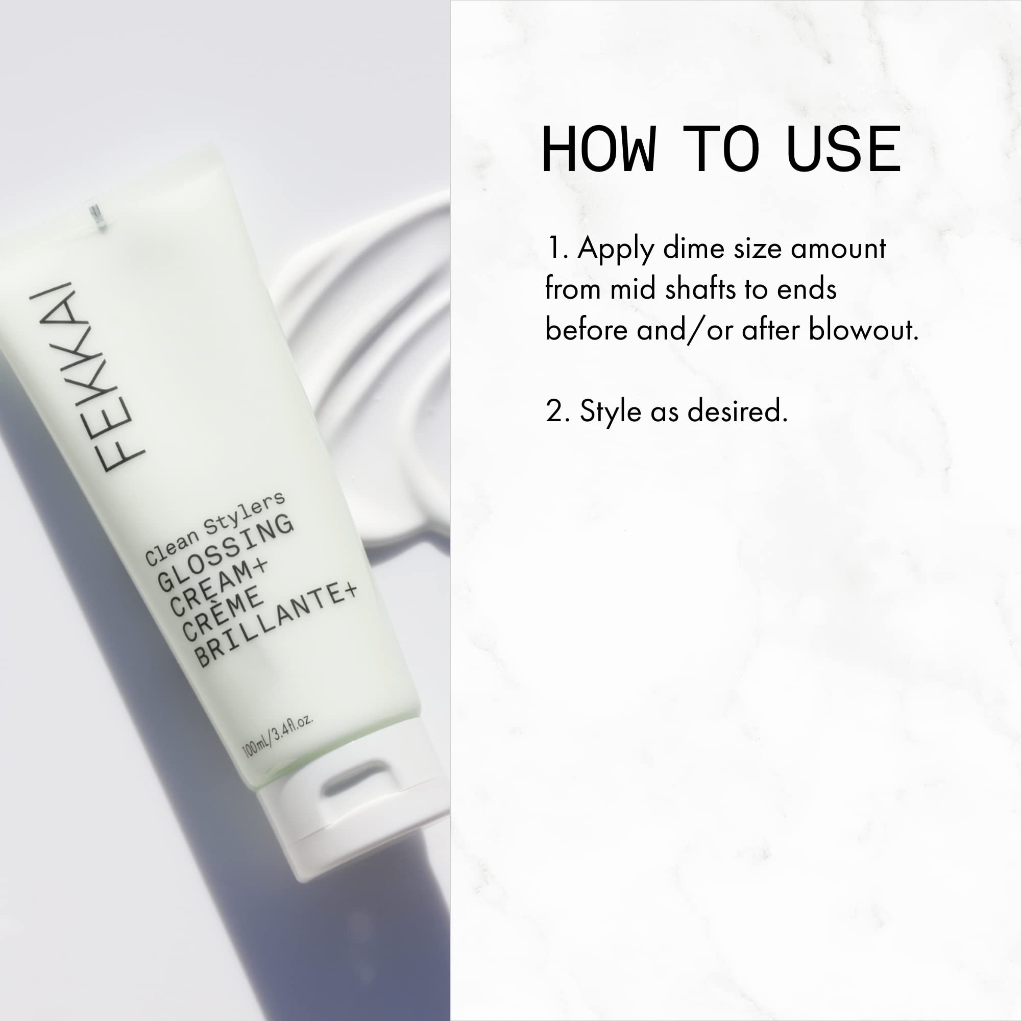 Fekkai Clean Stylers Glossing Cream 3.4 oz - Hydrating Hair Smoothing Cream for Frizz Control & Shine Boost - Sulfate Free, Paraben Free, Vegan & Cruelty Free Hair Styling Product - Perfect for Dry, Damaged Hair & Everyday Styling