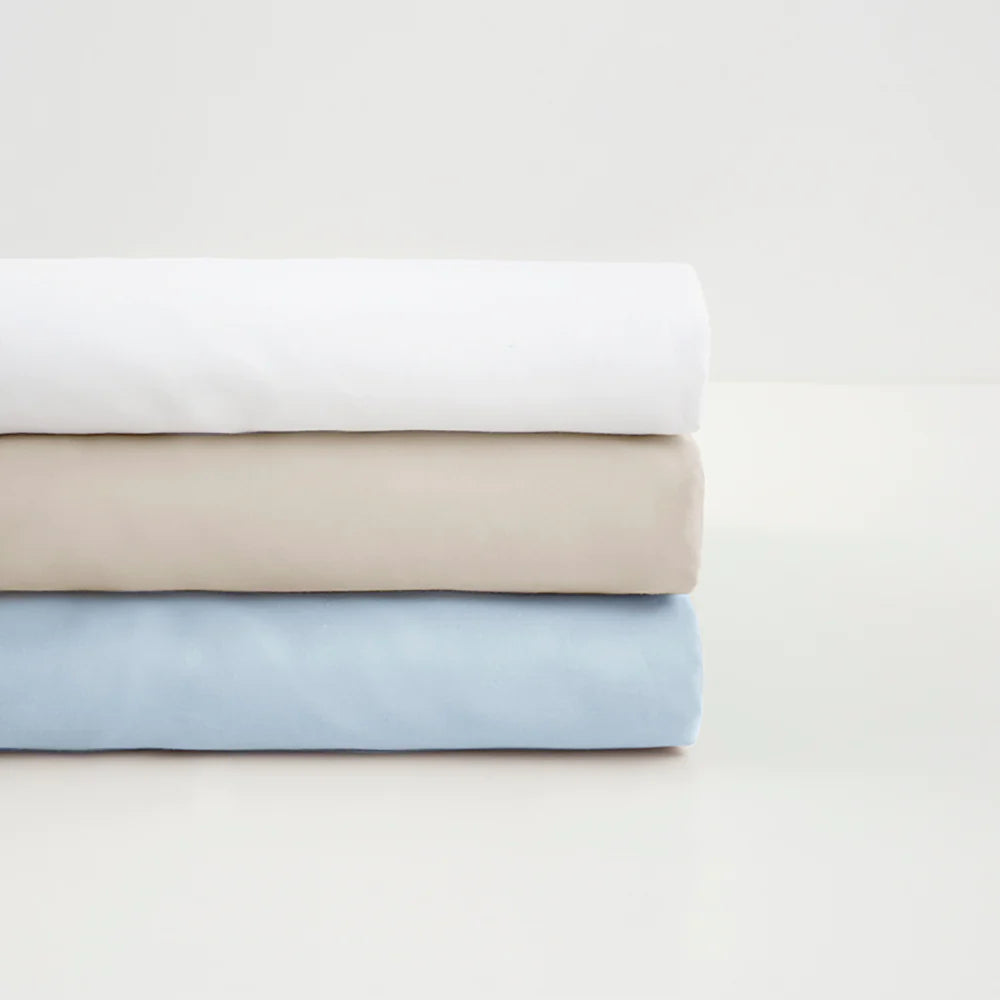 Premium Bambury Commercial 210 Thread Count Polyester/Cotton Blend Sheet Set - Flat or Fitted Sheet in Blue | Soft & Breathable Bedding for Hotels, Dorms & Home Use
