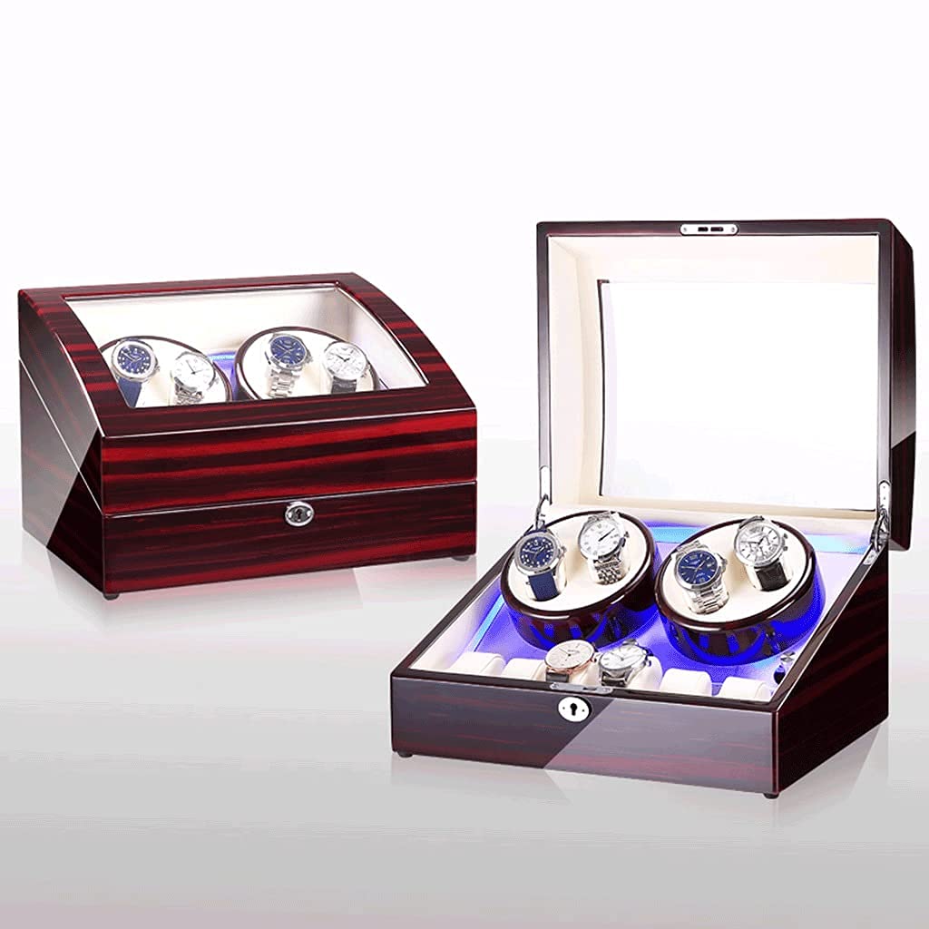 Premium Automatic Watch Winder Display Case - 4+6 Watch Capacity with Silent Rotation | Genuine Leather & Wood Collector's Box for Rolex, Omega & Luxury Watches | Perfect for Home, Office & Travel Storage
