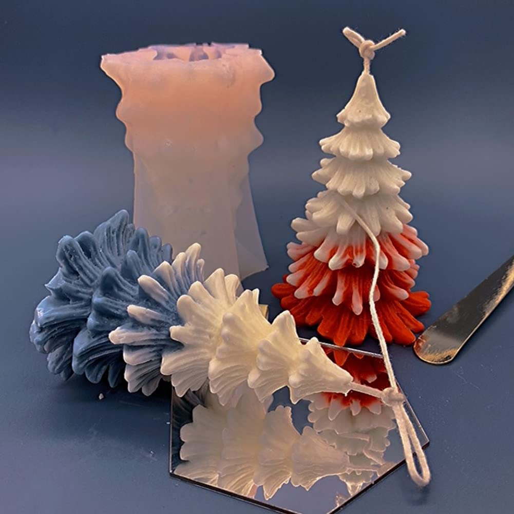 3D Christmas Tree Silicone Molds for Candle, Soap, Fondant & Chocolate Making - DIY Holiday Baking & Cake Decorating Supplies - Perfect for Xmas, Home Decor & Gift Crafting
