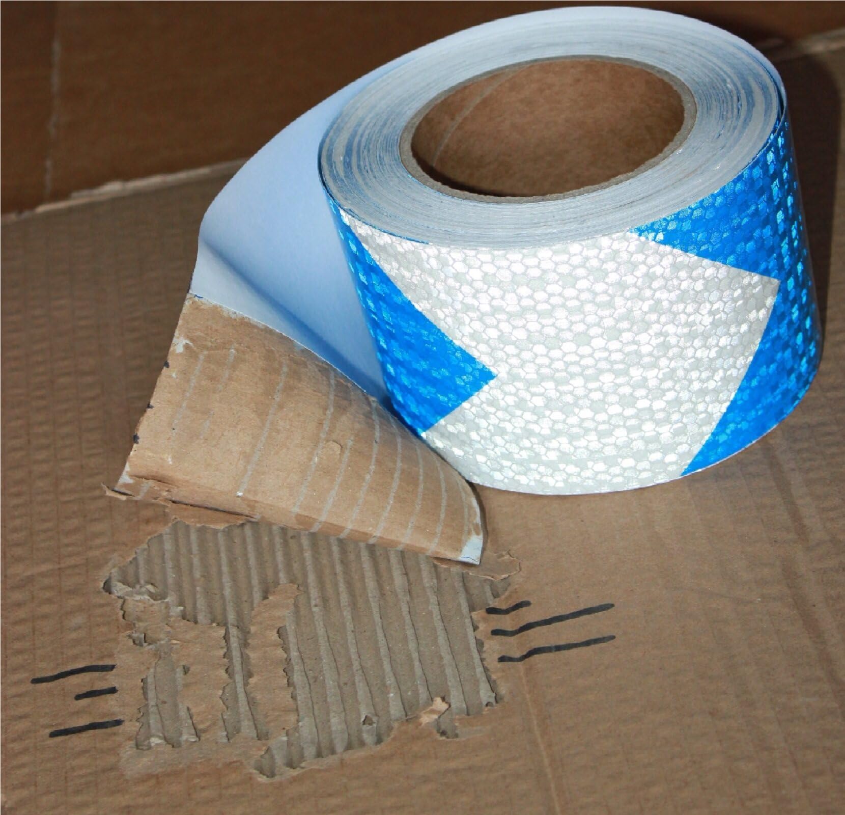 Blue & White Reflective Safety Tape - 3