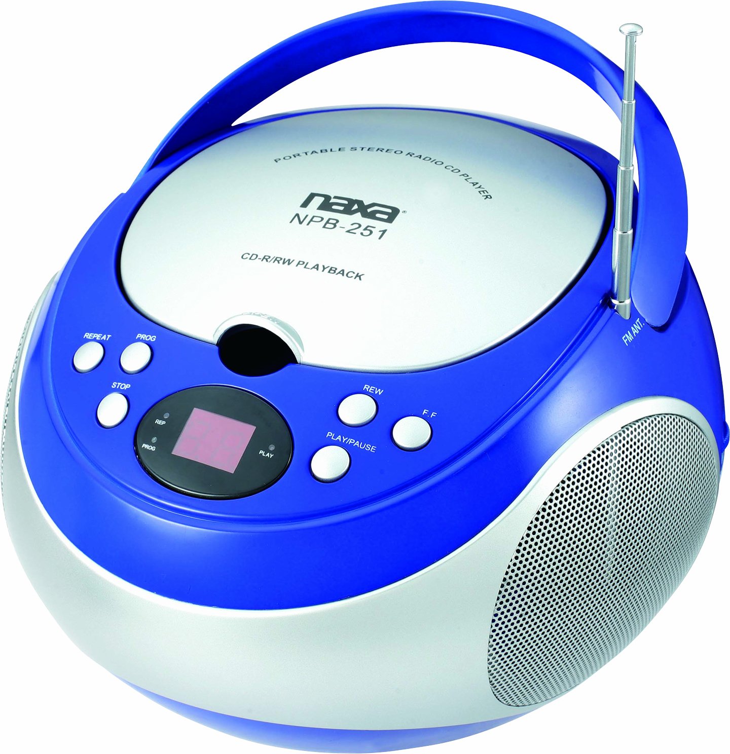 NAXA Electronics NPB-251BU Portable CD Player with AM/FM Stereo Radio - Blue | Perfect for Travel, Home, and Office Use | High-Quality Audio Experience