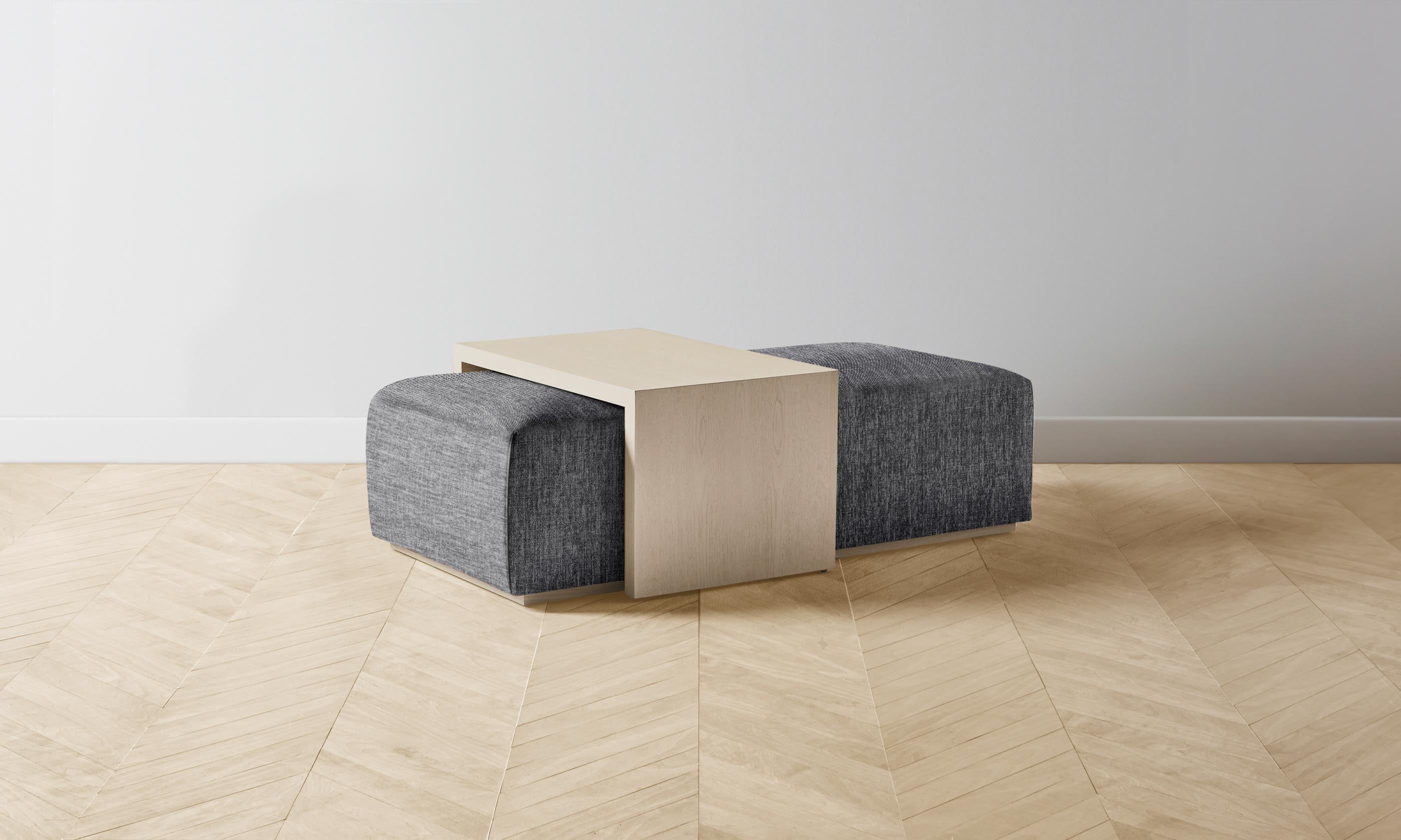 The Bowery Ottoman - Performance Tweed Smoke Upholstered Storage Bench for Living Room, Bedroom & Entryway - Stylish & Functional Home Decor