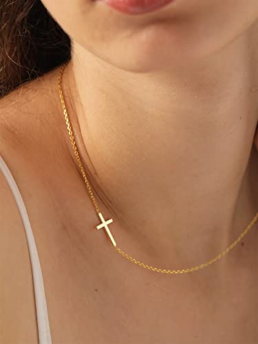 4-gold sideways cross necklace