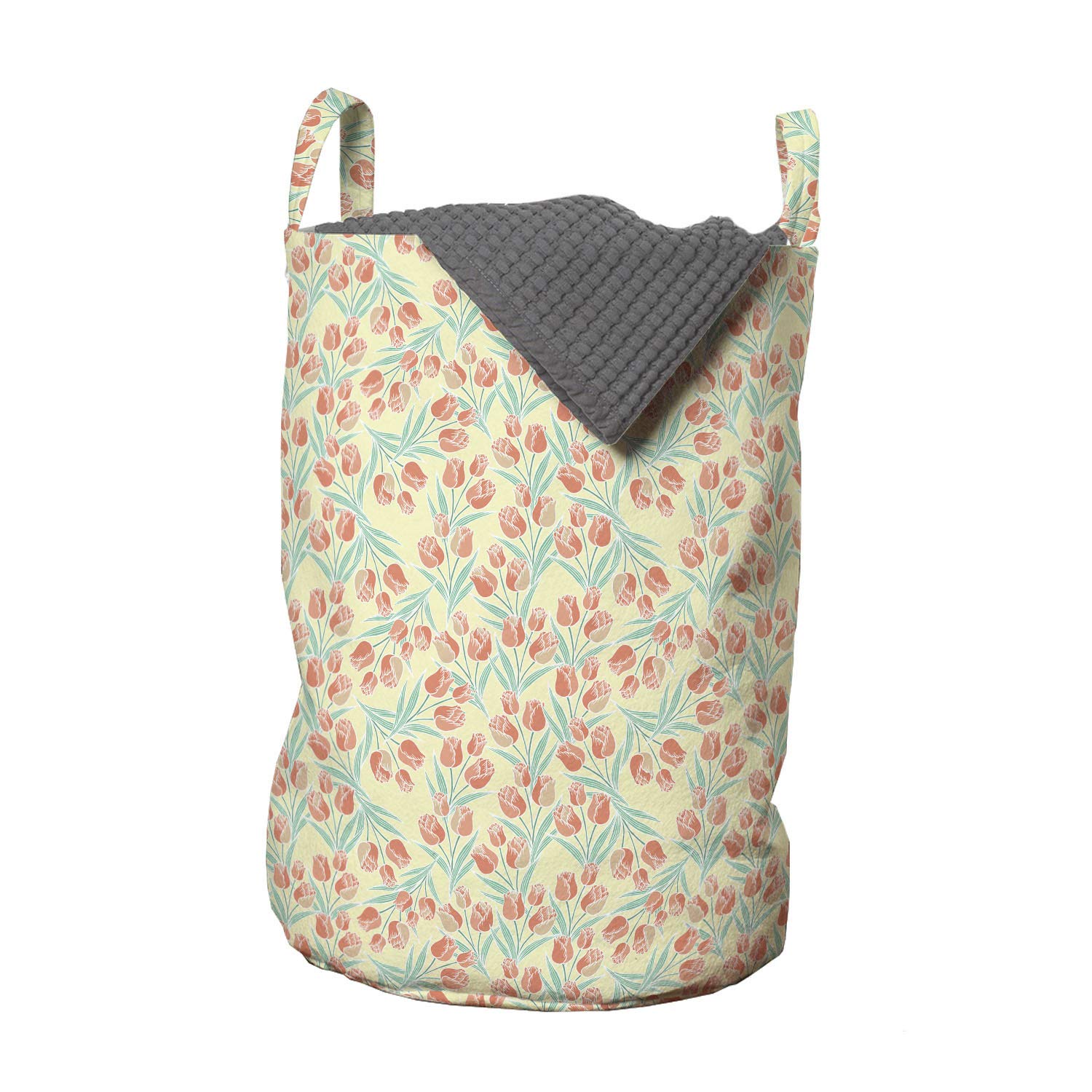 Ambesonne Spring Laundry Bag with Tulips & Leaf Design - 13