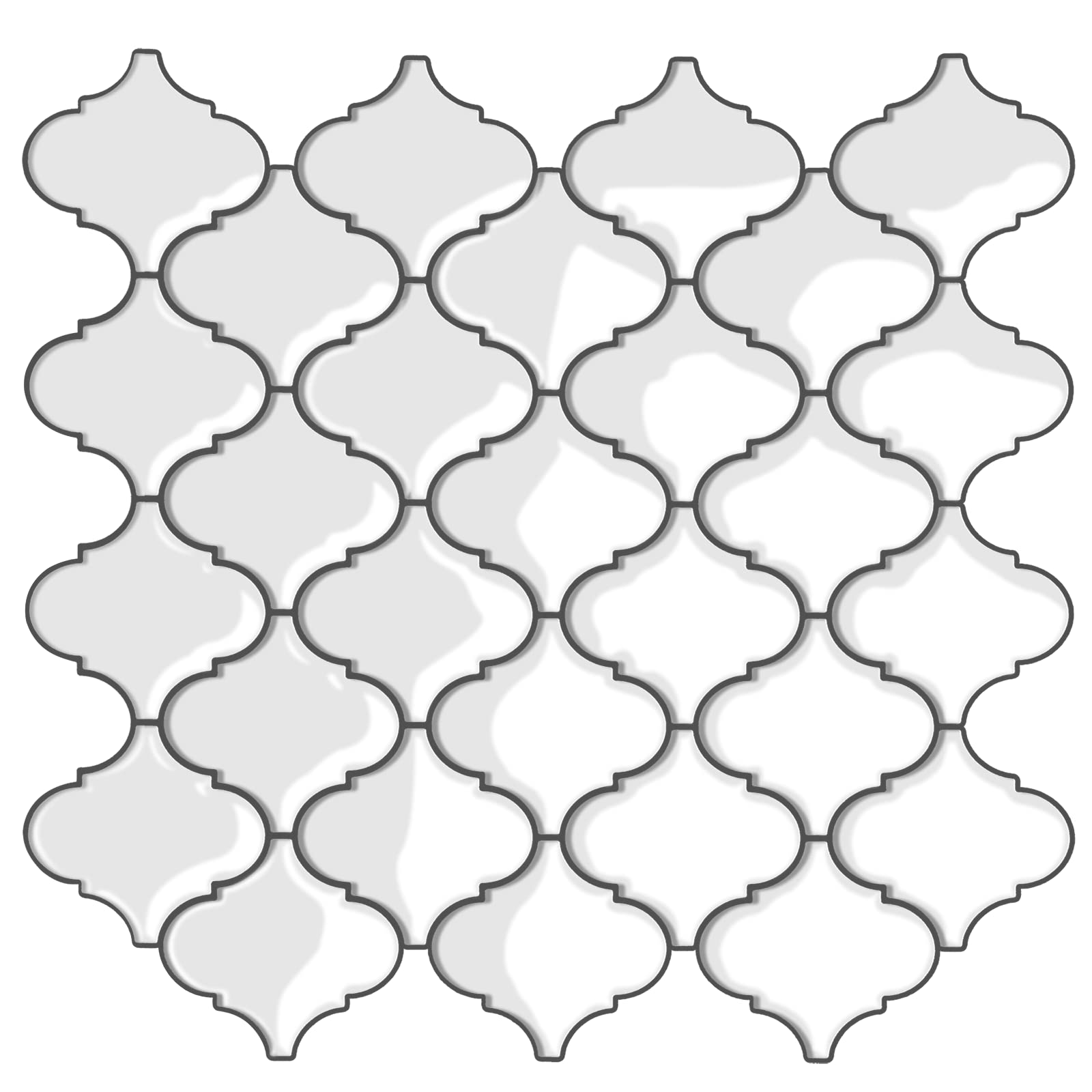 MORCART 5-Sheet Peel and Stick Kitchen Backsplash Tile - 12 x 12 Inch Self Adhesive Wall Tile for Kitchen, Bathroom, Laundry Room, RV & Fireplace - Easy Install White Arabesque Design Backsplash for Home Renovation & DIY Projects
