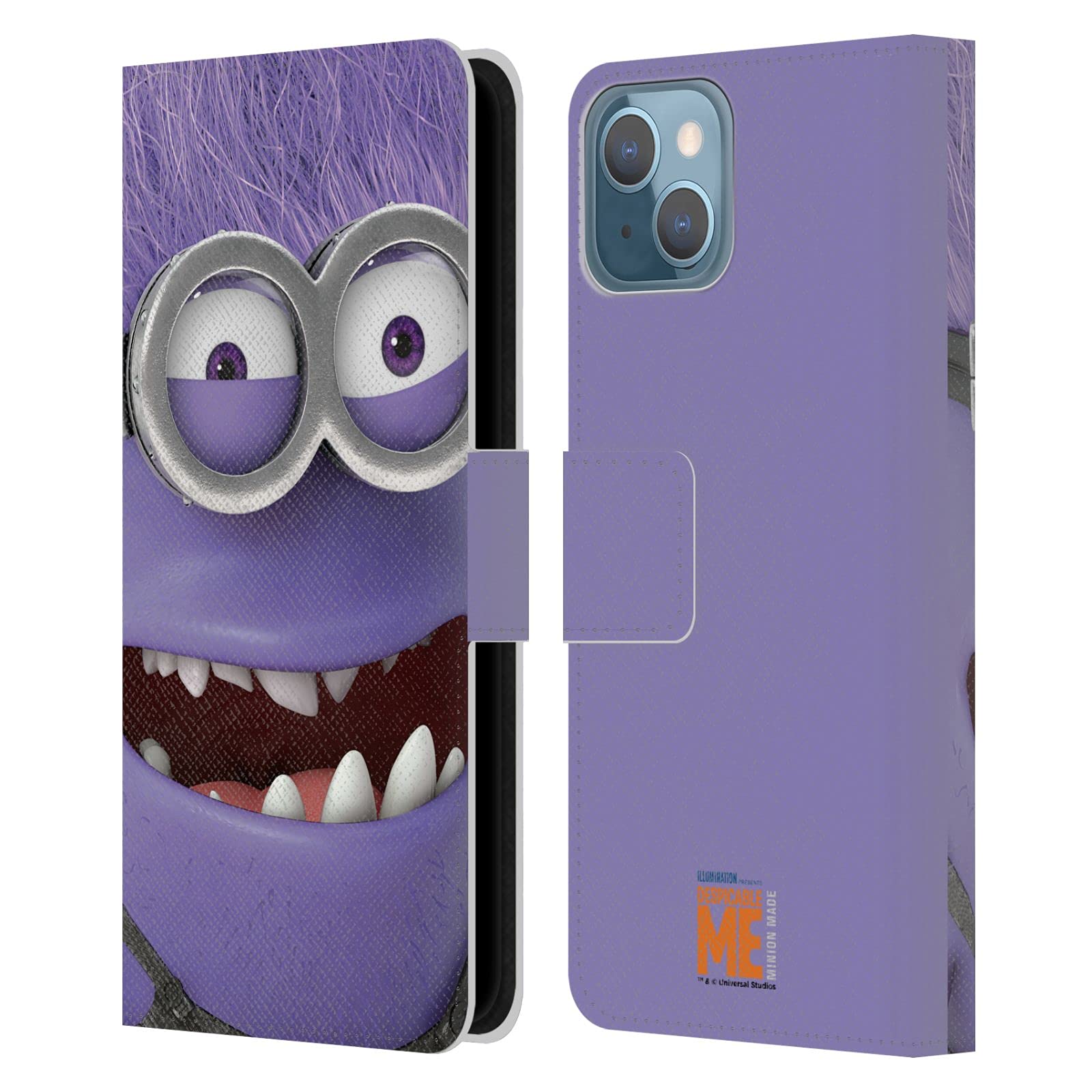 Despicable Me Minions Evil Full Face Leather Wallet Case for iPhone 13 - Officially Licensed by Head Case Designs, Perfect for Fans & Daily Use