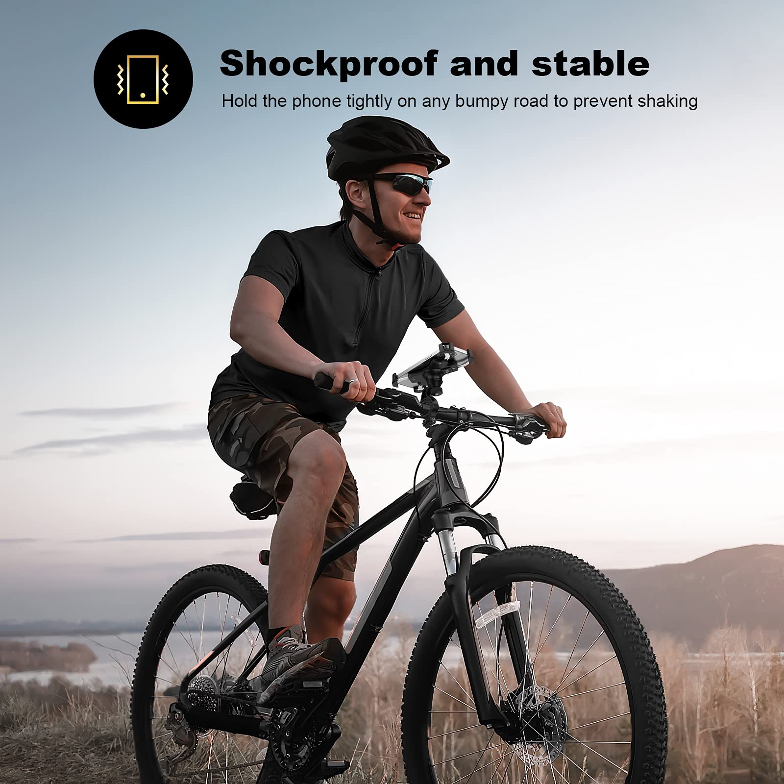 Sturdy Bike Phone Mount with Stainless Steel Clamp - Anti-Shake 360° Rotatable Phone Holder for Smartphones & GPS Devices (4-7 Inches) - Perfect for Cycling, Commuting & Outdoor Adventures