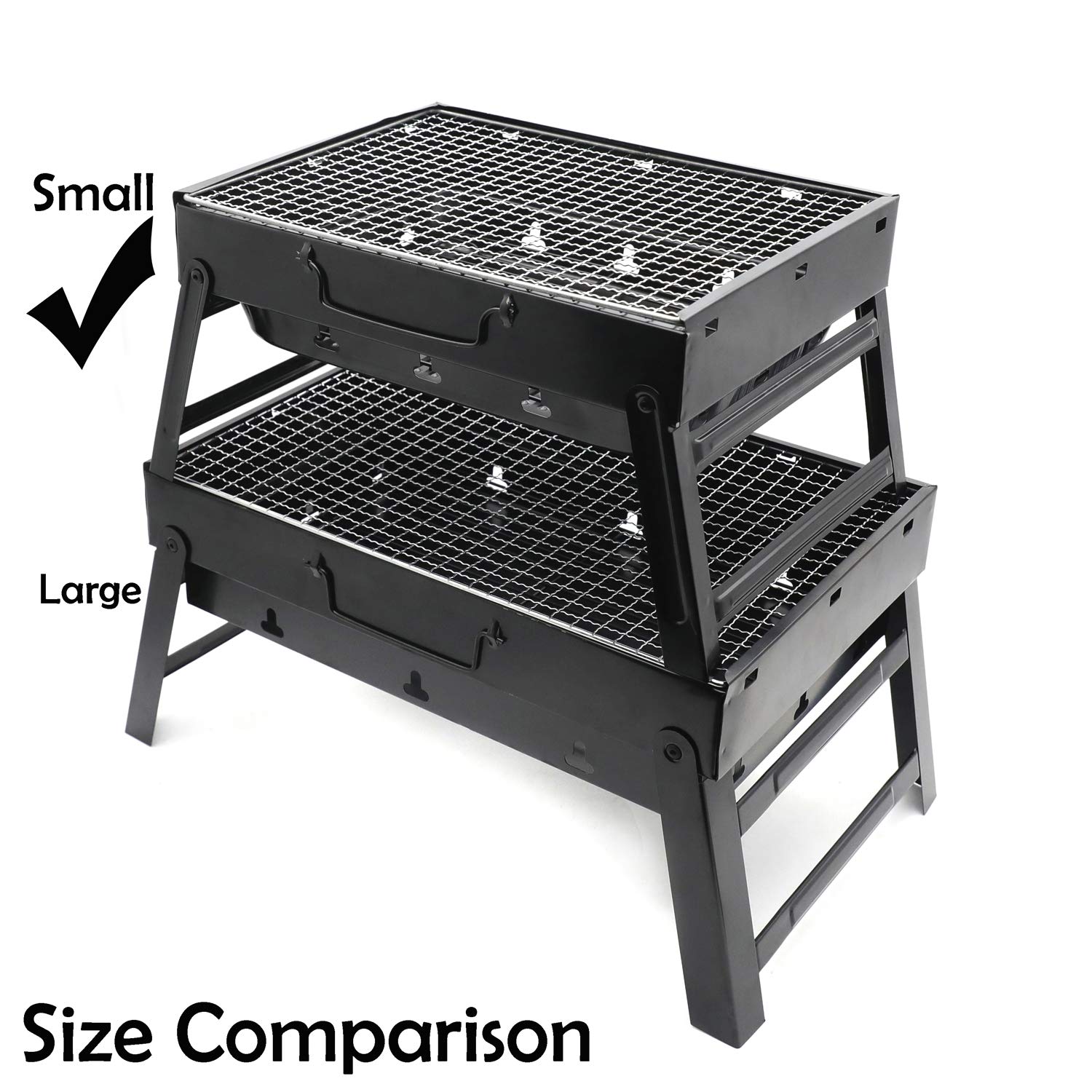 Portable Charcoal BBQ Grill - Large Folding Outdoor Grill for Camping, Garden, Picnic & Backyard Barbecue | Compact & Lightweight Design | Perfect for Tailgating, Beach Parties & Family Gatherings [P/N: ET-COOK006-BK]
