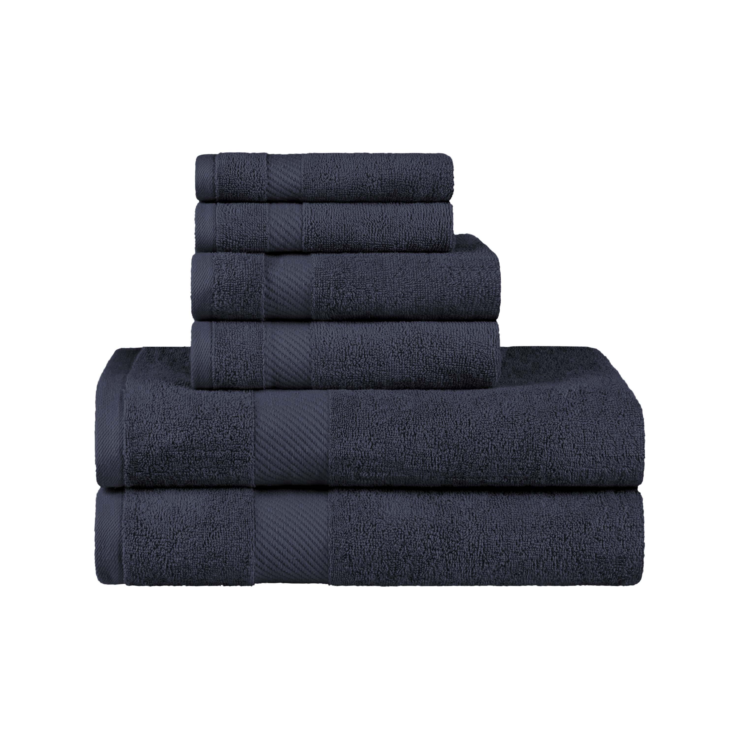 Premium 6-Piece Egyptian Cotton Towel Set with Elegant Dobby Border - Ultra Soft & Absorbent Bath Towels for Spa, Hotel, or Luxury Home Use