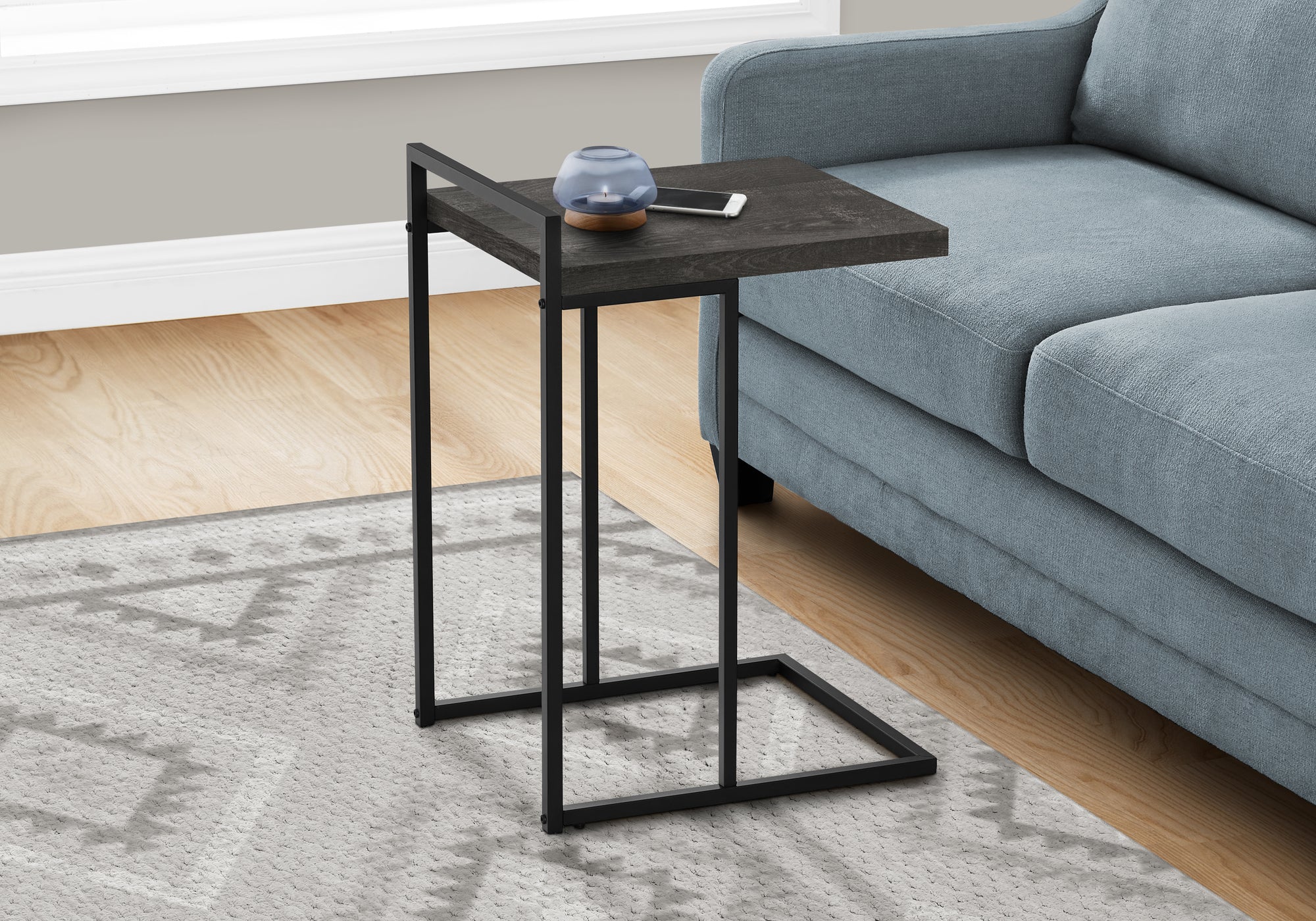 25H Black Reclaimed Wood & Metal Accent Table - Perfect for Living Room, Bedroom, or Entryway Decor