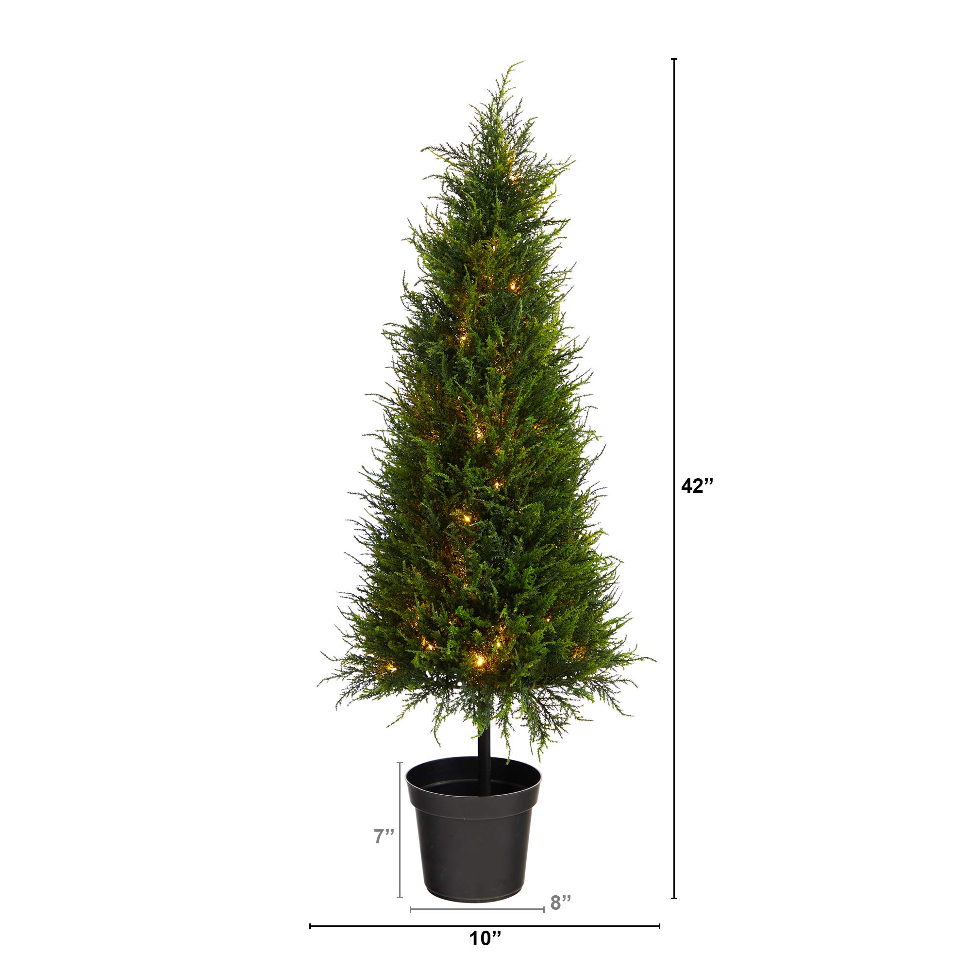 3.5ft UV Resistant Artificial Cypress Tree with 350 Warm White LED Lights - Indoor/Outdoor Christmas Decor for Home, Garden, Patio & Holiday Party Decoration