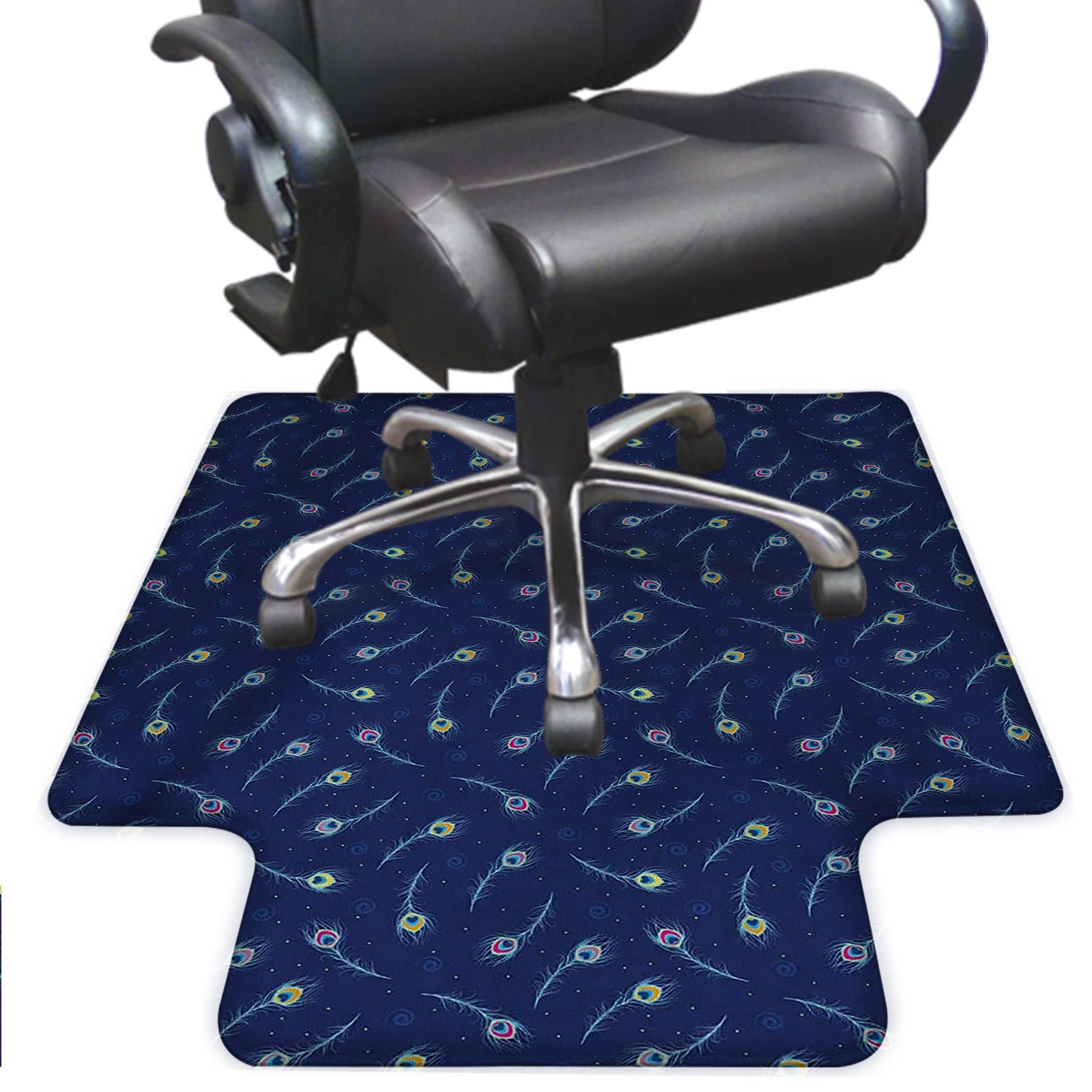 Heavy Duty Office Chair Mat for Carpets - 48x36 Inch Non-Slip Floor Protector for Hard Floors - Dark Blue & Pale Blue Desk Chair Mat - Perfect for Home Office, Gaming & Workspace Protection