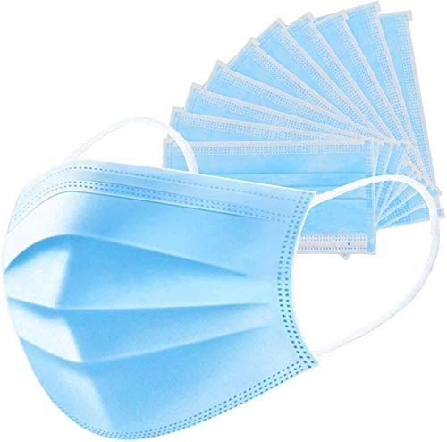 3-Ply Disposable Face Masks for Adults - Single Use Facial Cover with Comfortable Elastic Earloop - Breathable & Lightweight Protection for Home, Office, School, Travel & Outdoor Activities