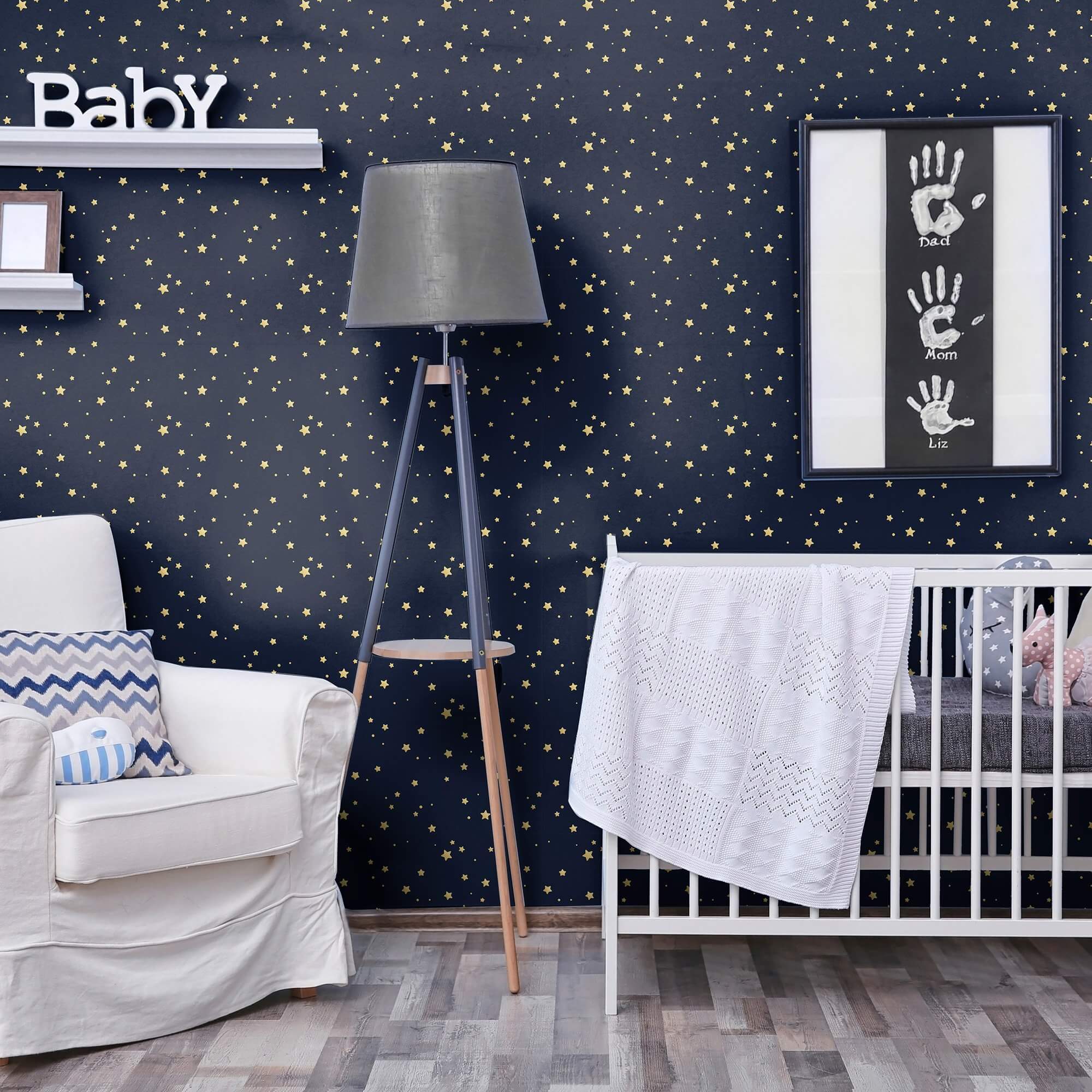 Yellow Star Kids Peel and Stick Removable Wallpaper - Self-Adhesive Nursery Decor for Bedroom, Playroom & Dorm - Easy to Apply & Remove - 22