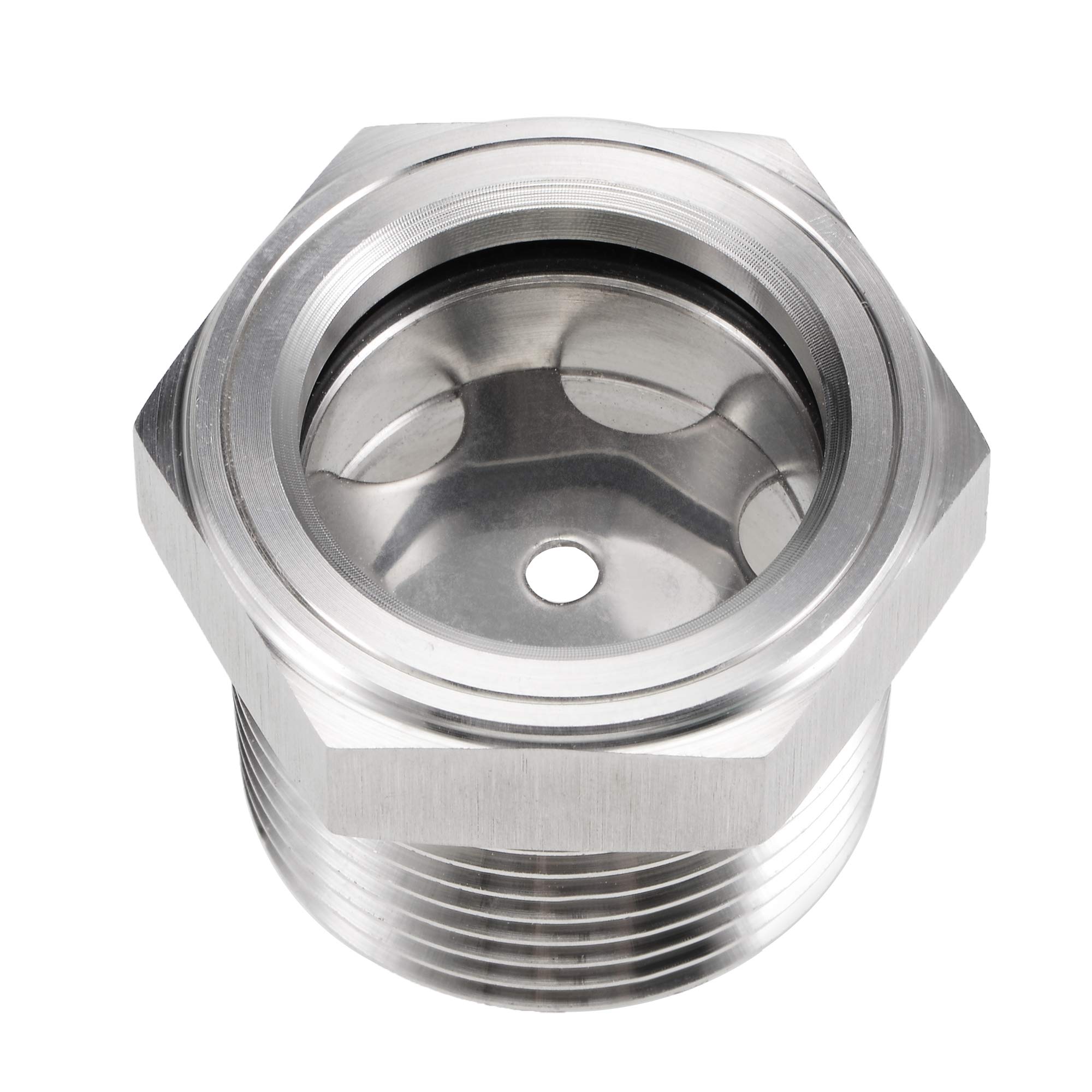 uxcell 304 Stainless Steel Oil Liquid Level Gauge Sight Glass - 1 NPT Male Threaded Air Compressor Fitting (Silver Tone) - Perfect for Hydraulic Systems, Industrial Machinery & Pneumatic Equipment Monitoring