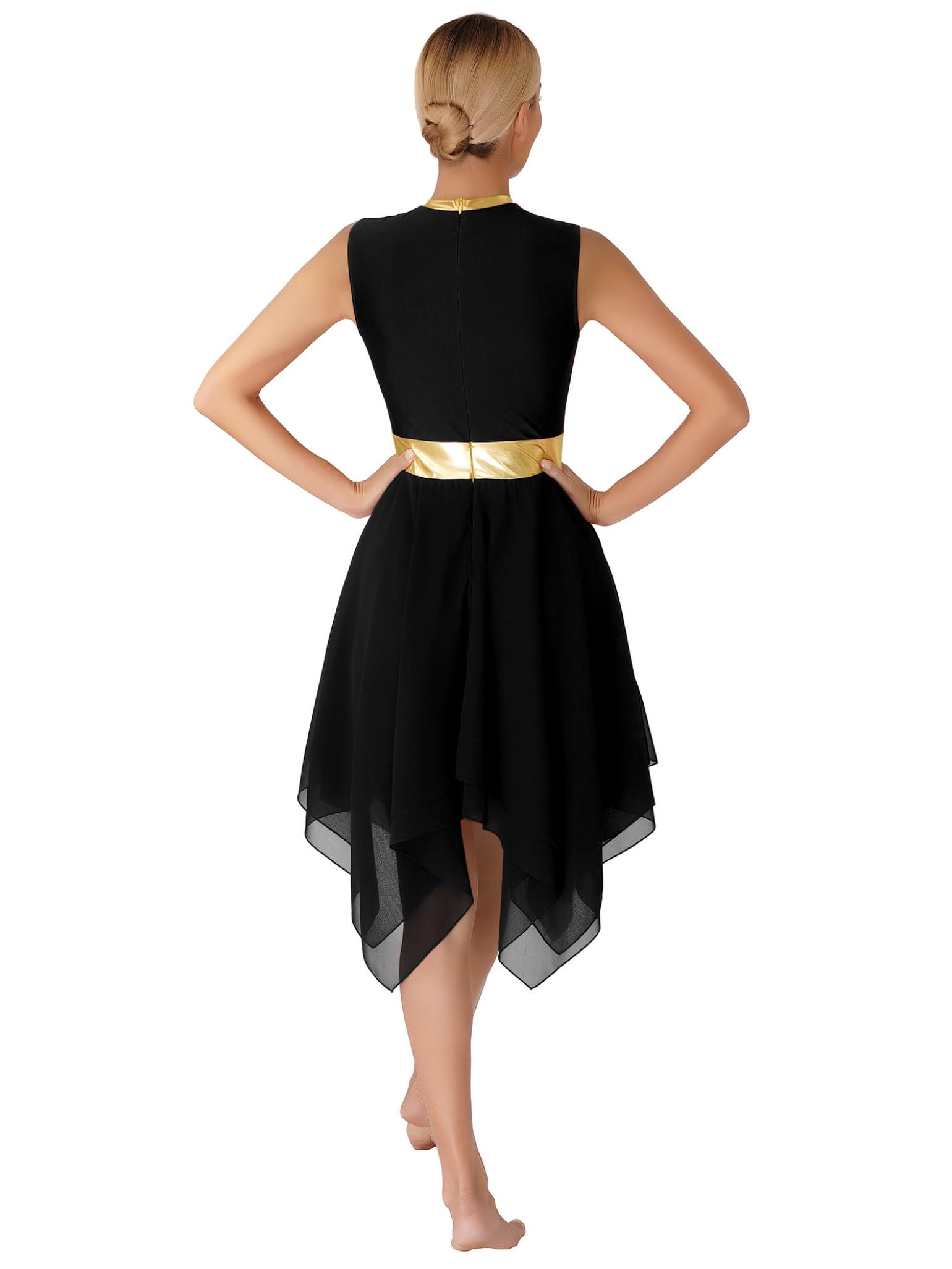 Women's Praise Dance Dress - Color Block Tunic with Irregular Hem - Worship & Liturgical Lyrical Dance Costume - Perfect for Church Performances, Choir Events & Spiritual Dance Routines