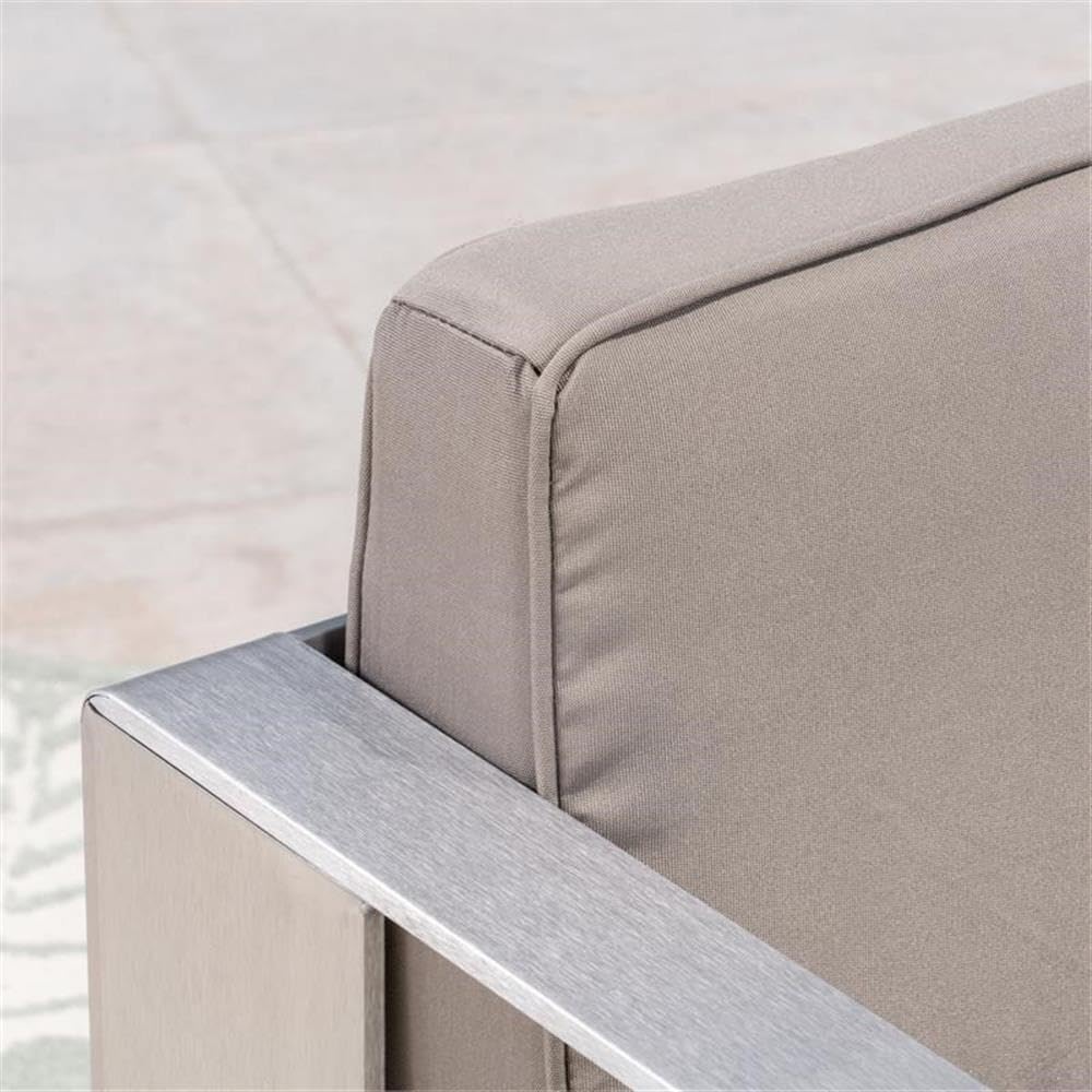 Noble House Aviara Outdoor Aluminum Club Chairs with Side Table in Silver - Patio, Poolside & Garden Lounge Furniture for Relaxing