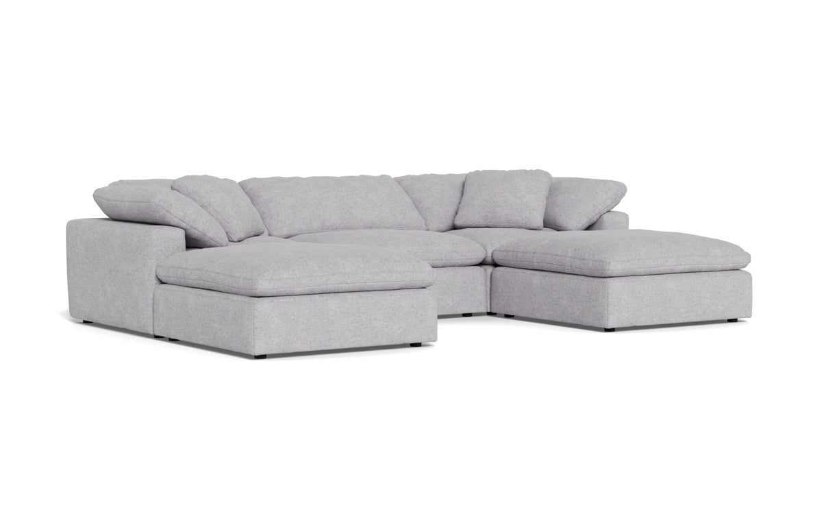 Fluffy 3-Piece Sofa Set with Double Ottoman - Soft and Comfortable Living Room Furniture for Small Spaces, Apartment, Dorm or Lounge Area