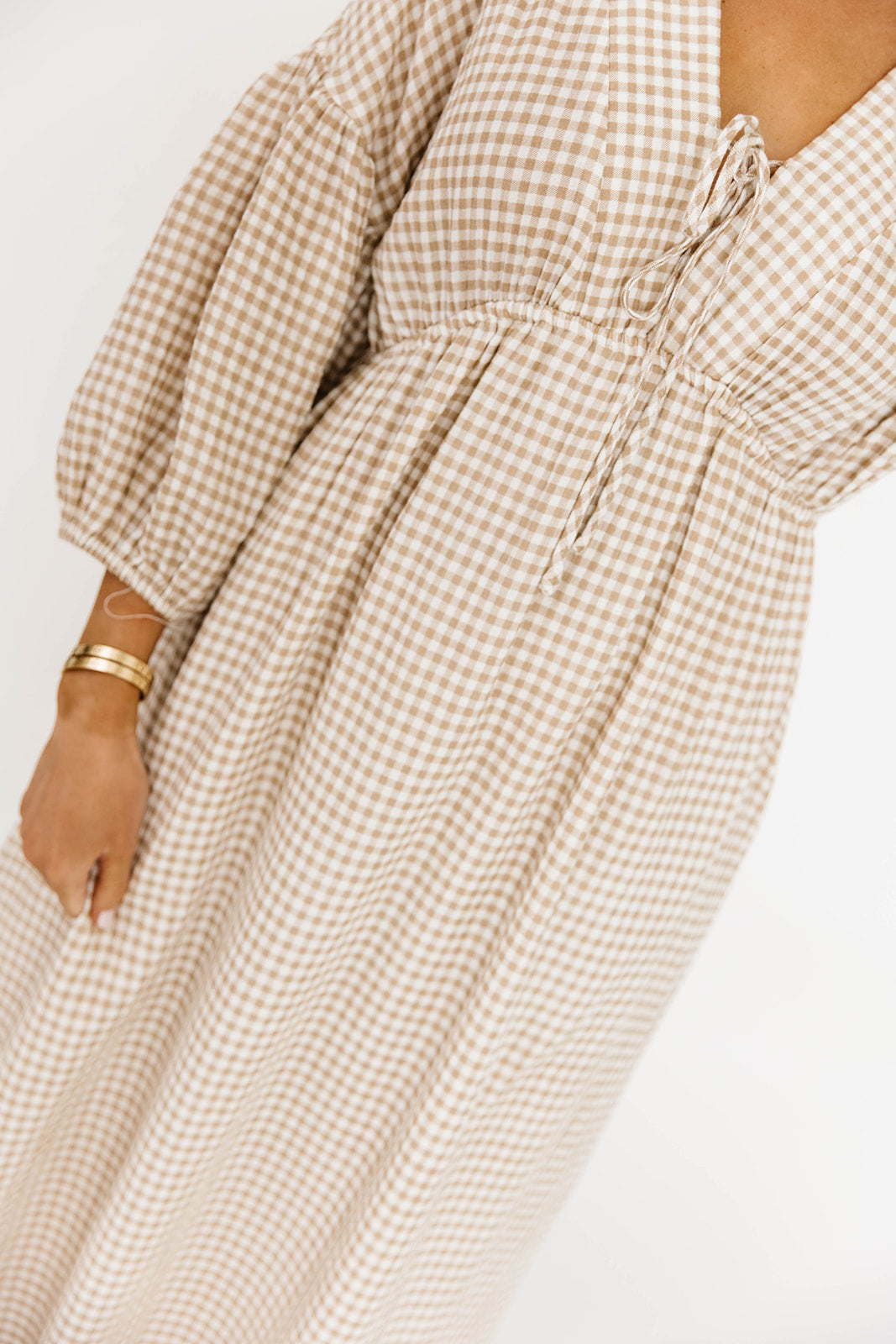 Hunter Printed Gauze Midi Dress - Bump Friendly Maternity Dress in Natural Plaid | Comfortable Summer Dress for Pregnancy, Beach Vacation & Casual Outings