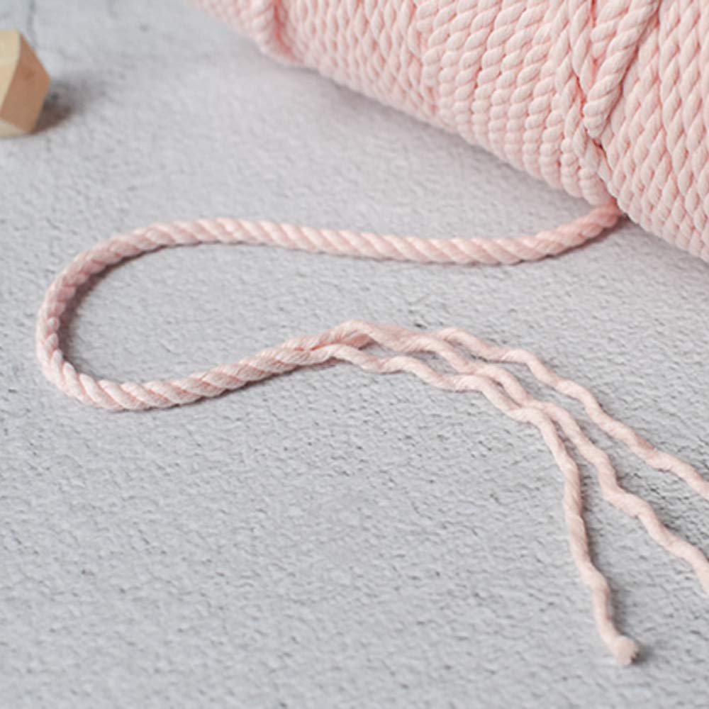 3.5mm Pink Cotton Twisted Rope - 50m Natural Decorative DIY Macrame Cord for Handmade Jewelry, Wrapping, Home Decor & Craft Projects | Handwoven Yarn Accessory String for Gift Packaging, Wall Hangings, Plant Hangers