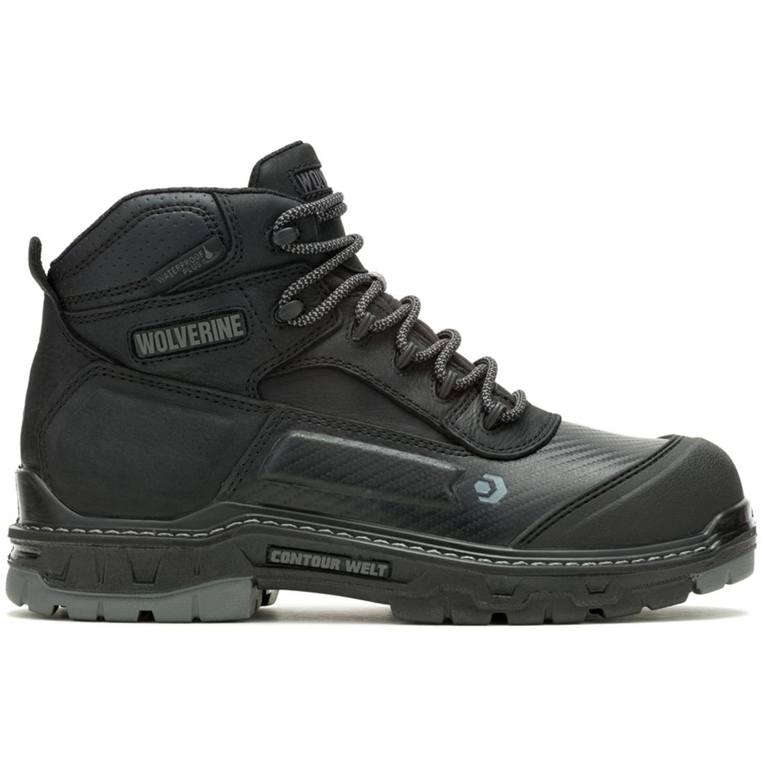 Overpass 6 CarbonMax Work Boots for Men - Black/Grey Steel Toe Safety Shoes - Waterproof & Slip Resistant for Construction, Warehouse & Outdoor Work