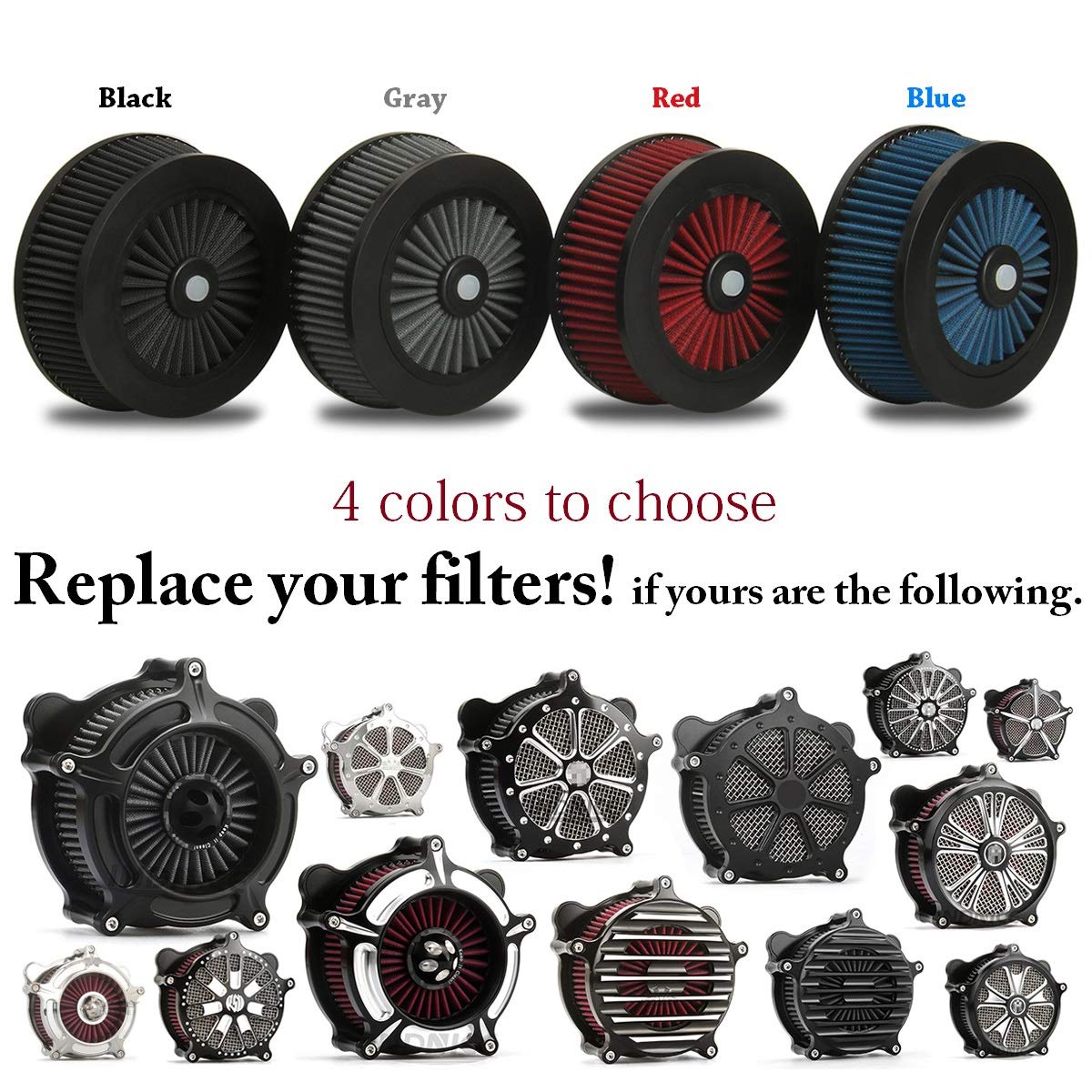 Harley Davidson Air Intake Filter - Blue High Performance Replacement for Touring, Road Glide, Dyna, Street Bob & Softail Models | Enhanced Engine Protection for Long Rides & Off-Road Adventures