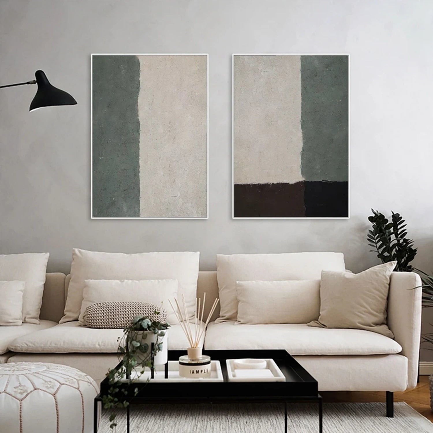 Abstract Tranquility Set of 2 Wall Art Paintings - Modern Minimalist Canvas Prints for Living Room, Bedroom & Office Decor #WS246