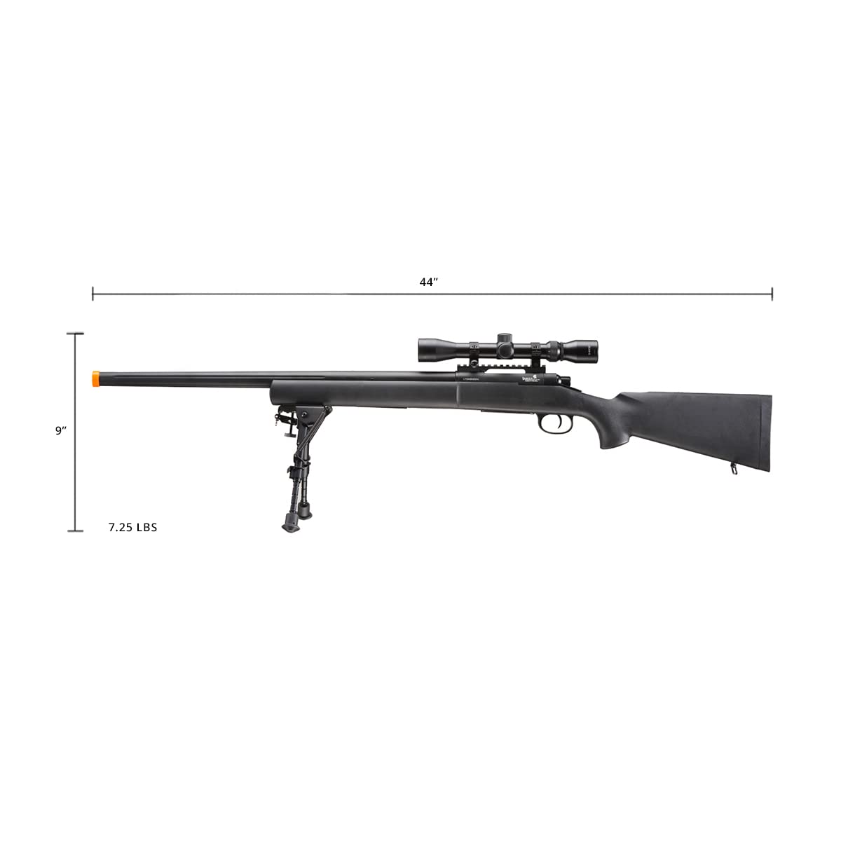 Lancer Tactical M24 Bolt Action Spring Powered Sniper Airsoft Rifle - 500 FPS High Velocity, Threaded Barrel, Black - Perfect for Outdoor Airsoft Battles, Target Practice & Tactical Training