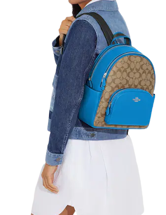 Coach Signature Canvas Court Backpack - Stylish & Durable Women's Backpack for Work, Travel & Everyday Use