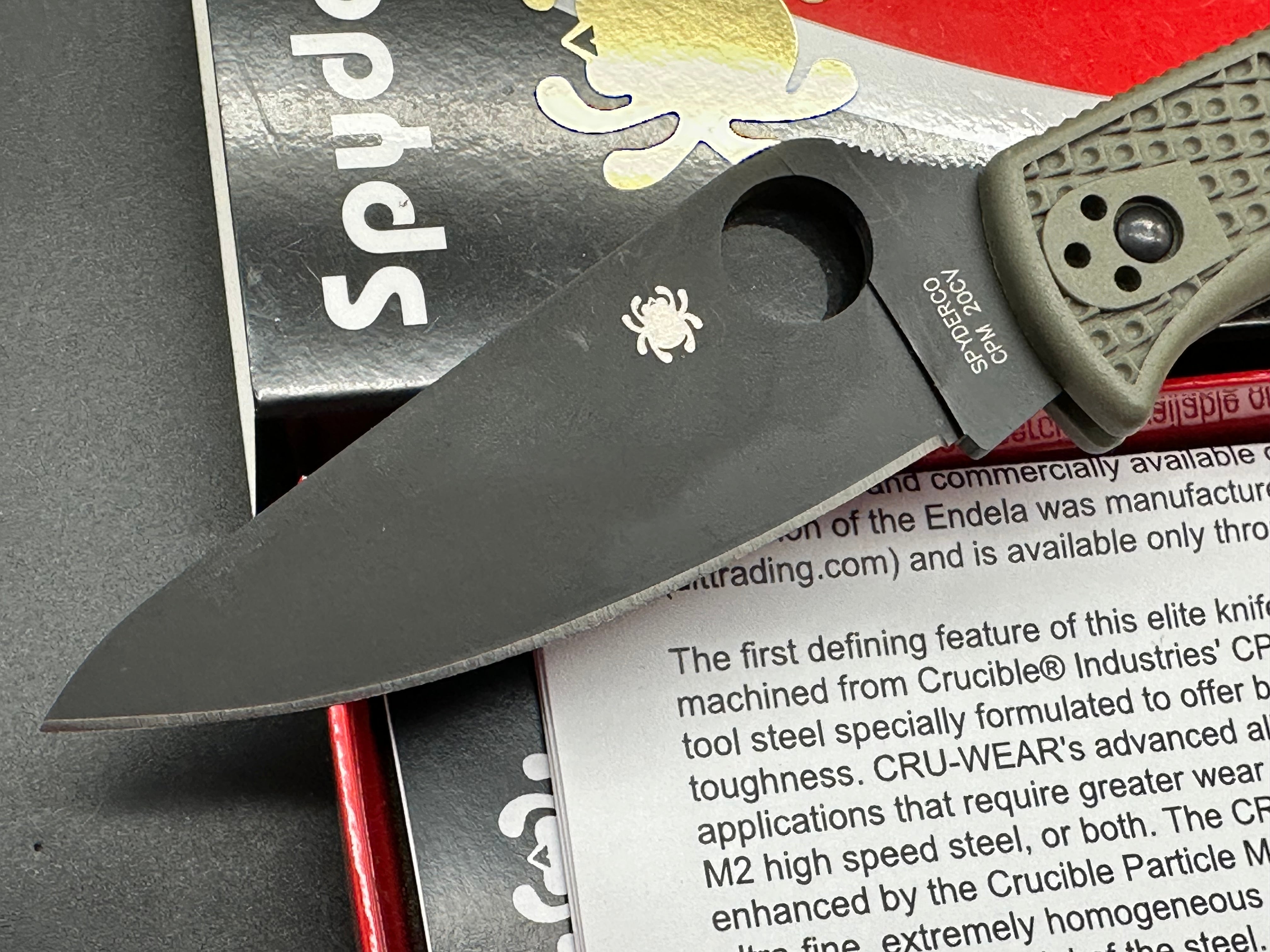 Spyderco Endela Folding Knife - OD Green FRN Handle, 20CV Steel Blade (Cruwear Alternative) - EDC, Outdoor Camping, Survival & Tactical Use