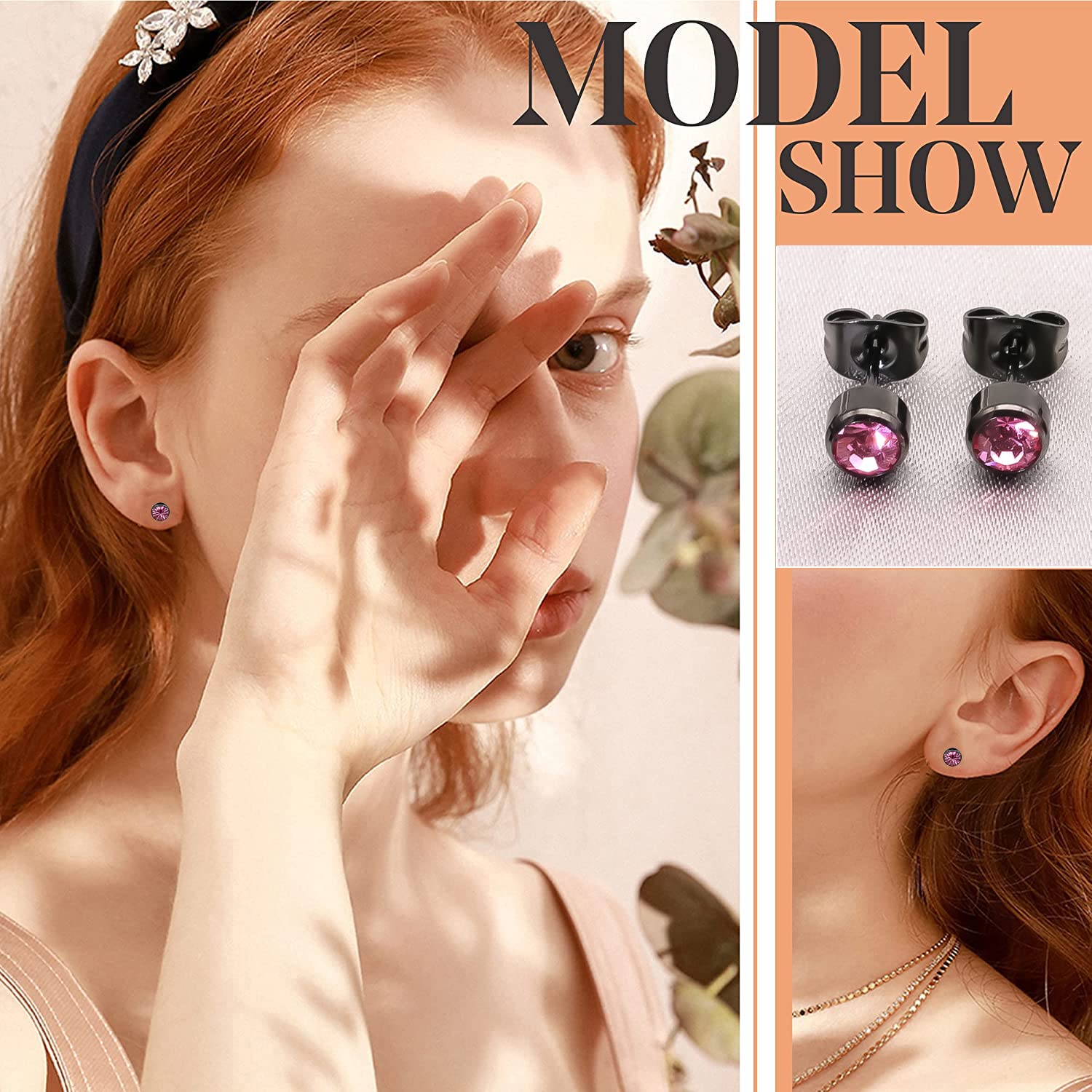 3 Pairs Women's Hypoallergenic Titanium Stud Earrings - 4mm/5mm Crystal Jewelry Set in Silver, Black, Rose Gold & Gold Plated | Perfect Gift for Girls, Women & Men | Everyday Wear, Parties & Special Occasions