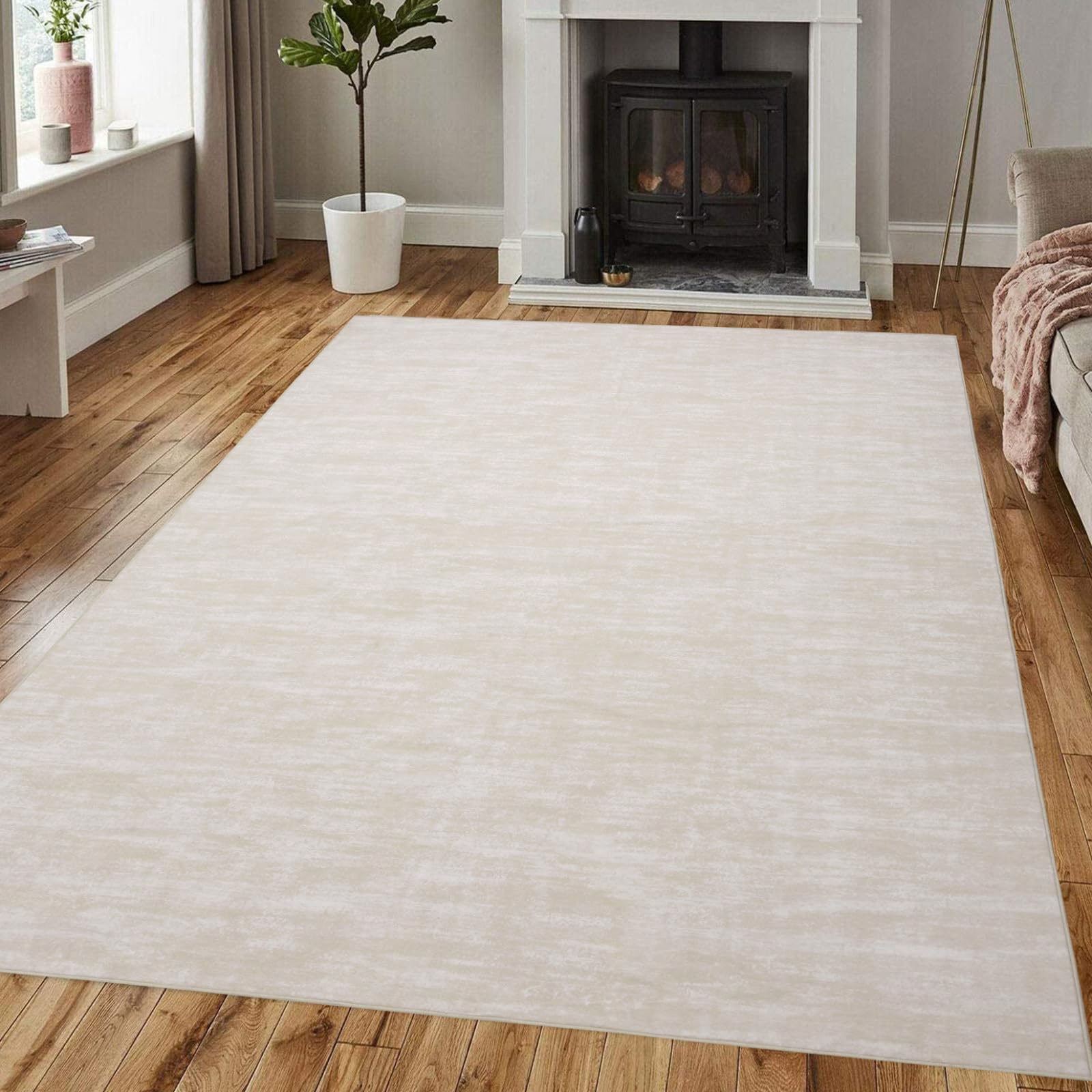 GARVEE 3x5 Washable Non-Slip Area Rug - Soft Modern Solid Carpet for Living Room, Bedroom, Kitchen & Nursery | Cream White Contemporary Throw Rug | Perfect for Home Decor, Pet-Friendly & High-Traffic Areas