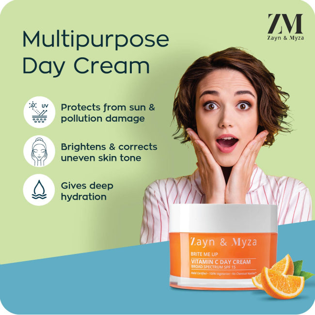 ZM Zayn & Myza Vitamin C Brightening Day Cream 50ml - Hydrating & Glowing Skin Care for Daily Use, Morning Routine