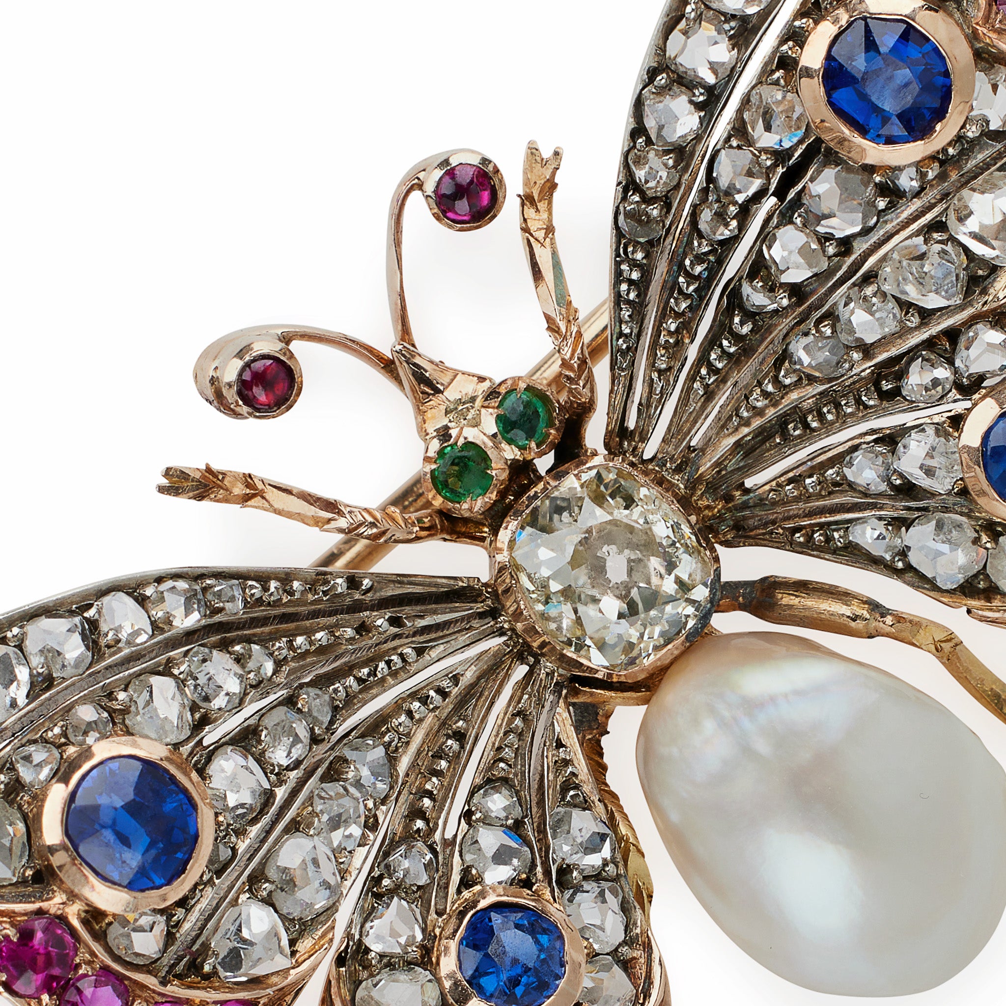 Vintage Butterfly Brooch with Diamond, Pearl & Gemstone Accents - Elegant Jewelry for Weddings, Parties & Special Occasions