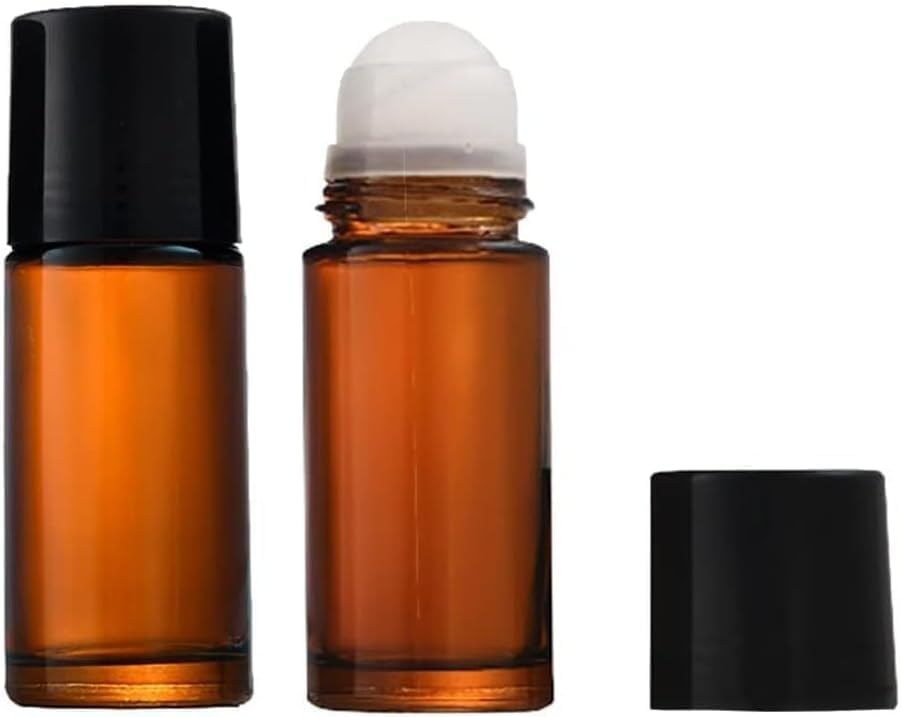 2Pcs 50ml Brown Glass Essential Oil Roller Bottles - Refillable Roll On Bottles for Aromatherapy, Perfume & DIY Skincare - Perfect for Travel, Home Use & Gifts