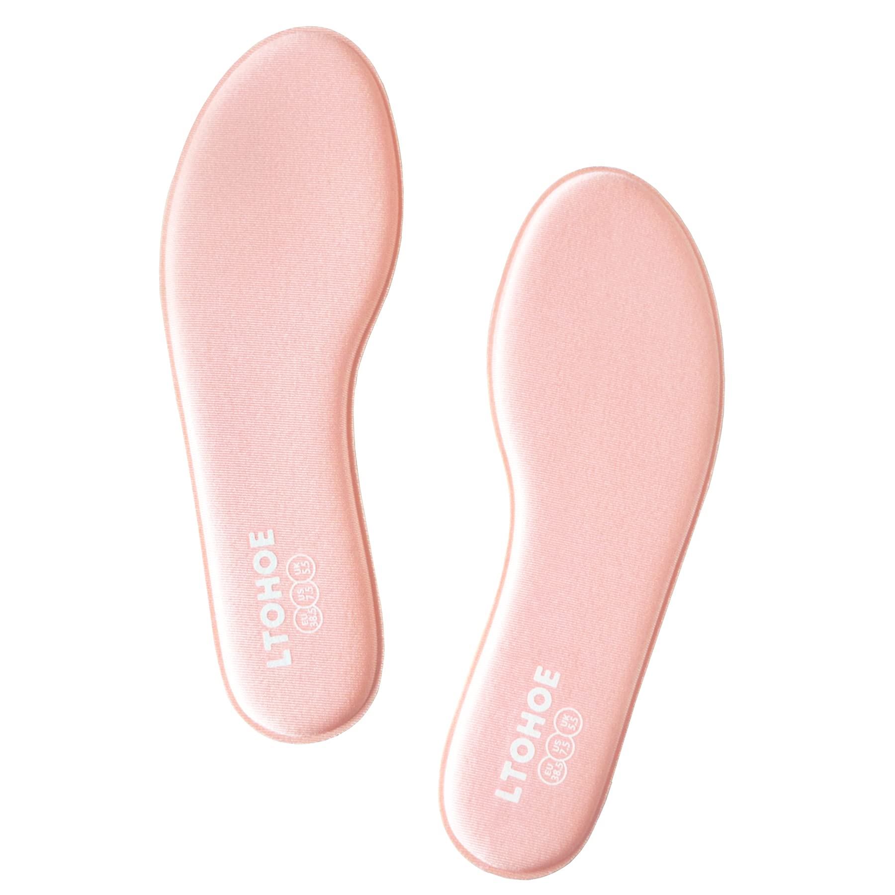 LTOHOE Women's Memory Foam Shoe Insoles - 8mm Cushioned Orthotic Inserts for Running, Hiking & Sneakers - Shock Absorbing Arch Support for Foot Pain Relief (Pink, US 9.5) - Perfect for Active Lifestyles & All-Day Comfort