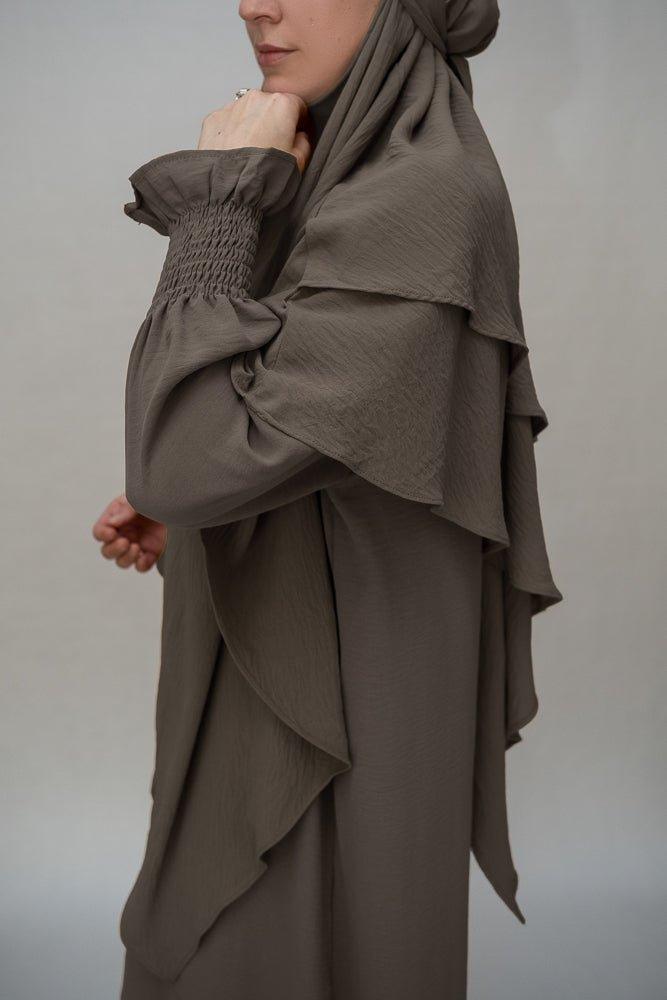 Dark Gray Umrah Abaya Dress - Non-Wrinkling Prayer Gown for Women | Perfect for Hajj, Islamic Prayer & Modest Fashion