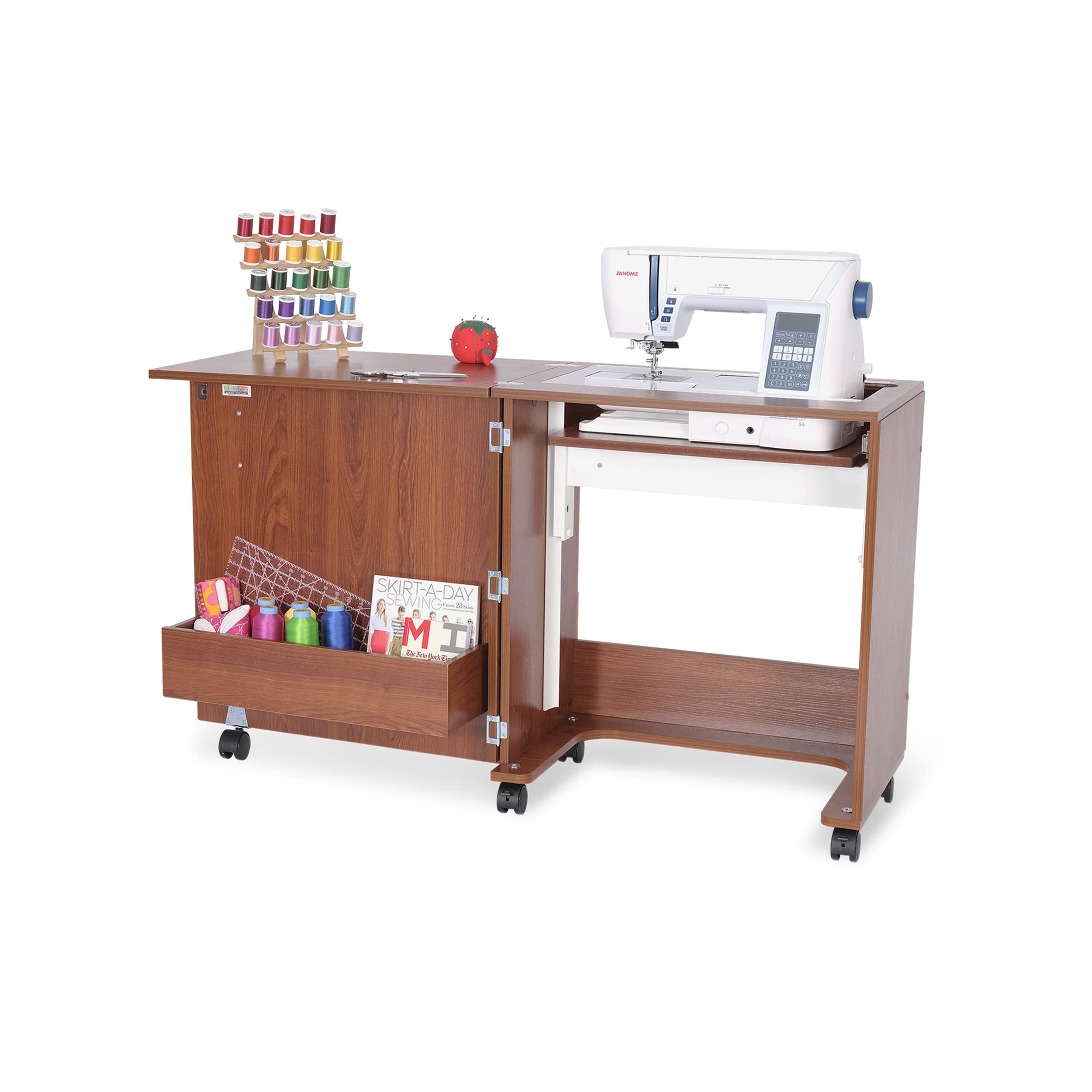 Arrow Sewing Furniture Judy Cabinet - Teak Wood Storage Organizer for Craft Supplies | Perfect for Sewing Rooms, Craft Studios & Home Offices