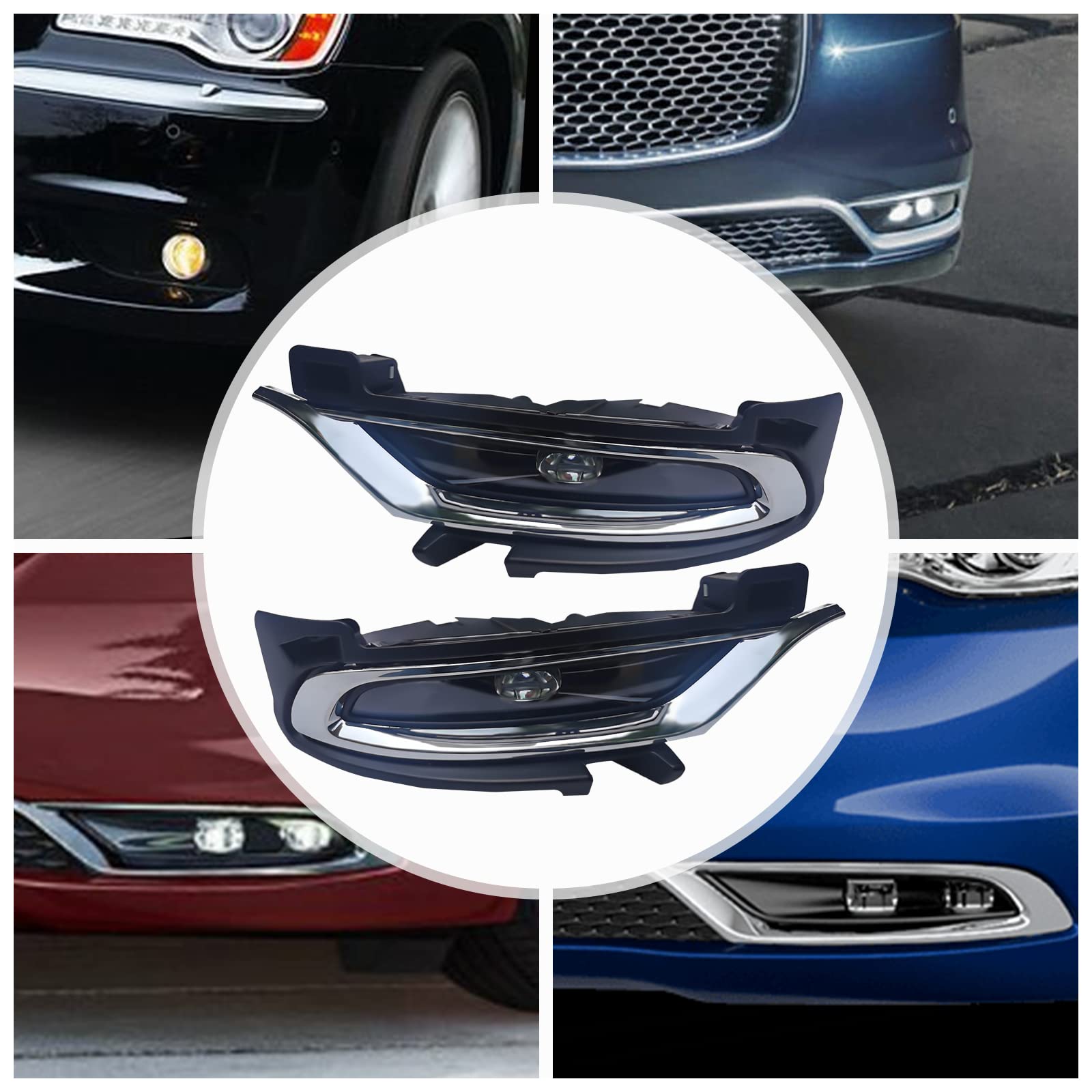 2015-2021 Chrysler 300 LED Chrome Fog Lights Pair with Switch - Durable Waterproof Driving Lights for Night & Bad Weather Visibility - Perfect for Highway, Off-Road & Urban Driving