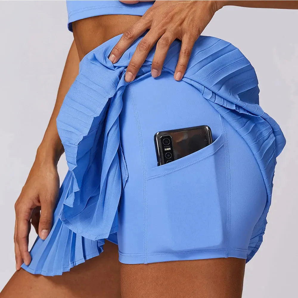 Women's High Waist Tennis Skirts with Pockets - Pleated Golf Skorts, Yoga Running Shorts & Gym Clothing for Sports & Fitness | Perfect for Tennis, Golf, Yoga & Workouts